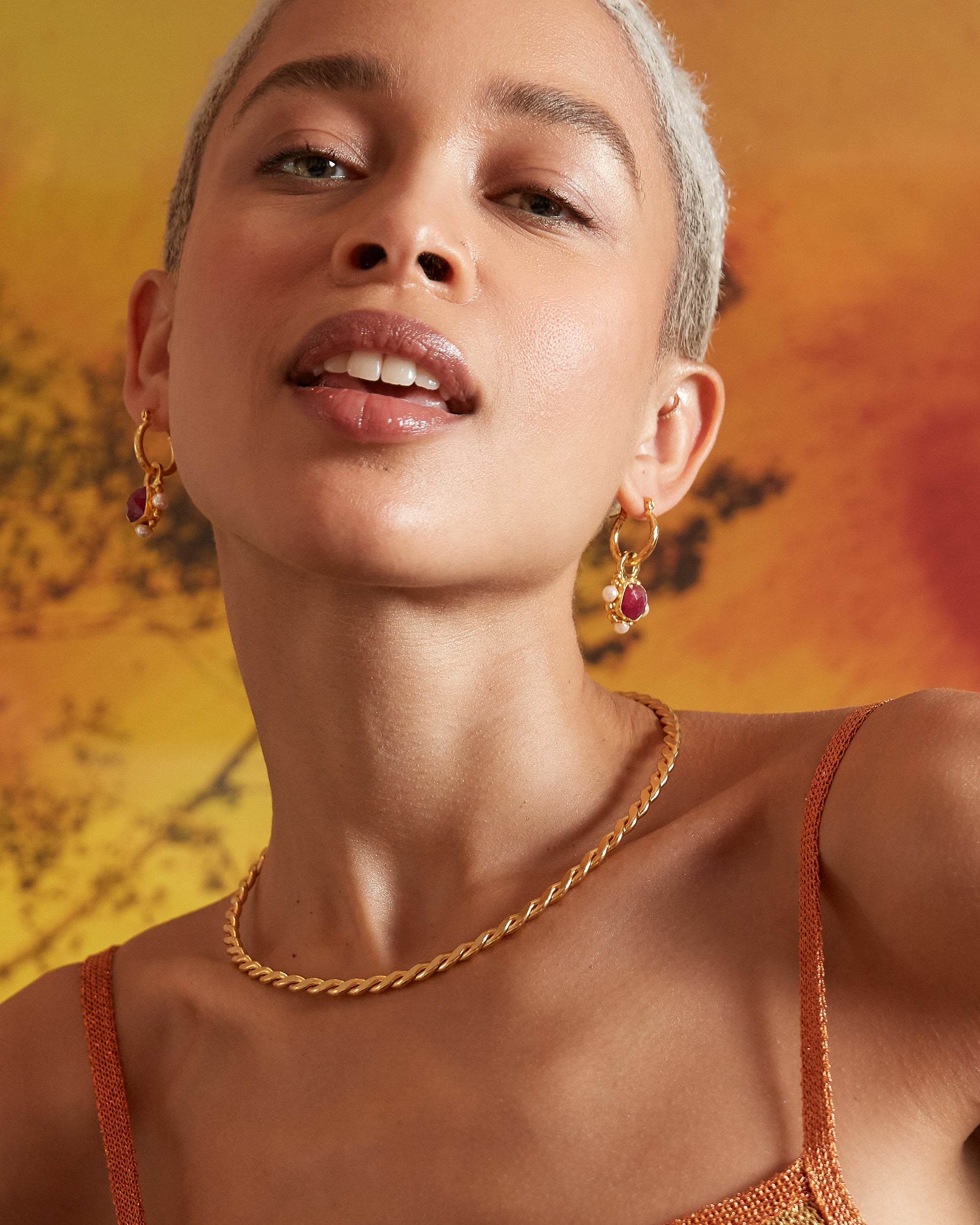 Esther Ruby and Pearl Drop Earrings | Sustainable Jewellery by Ottoman Hands