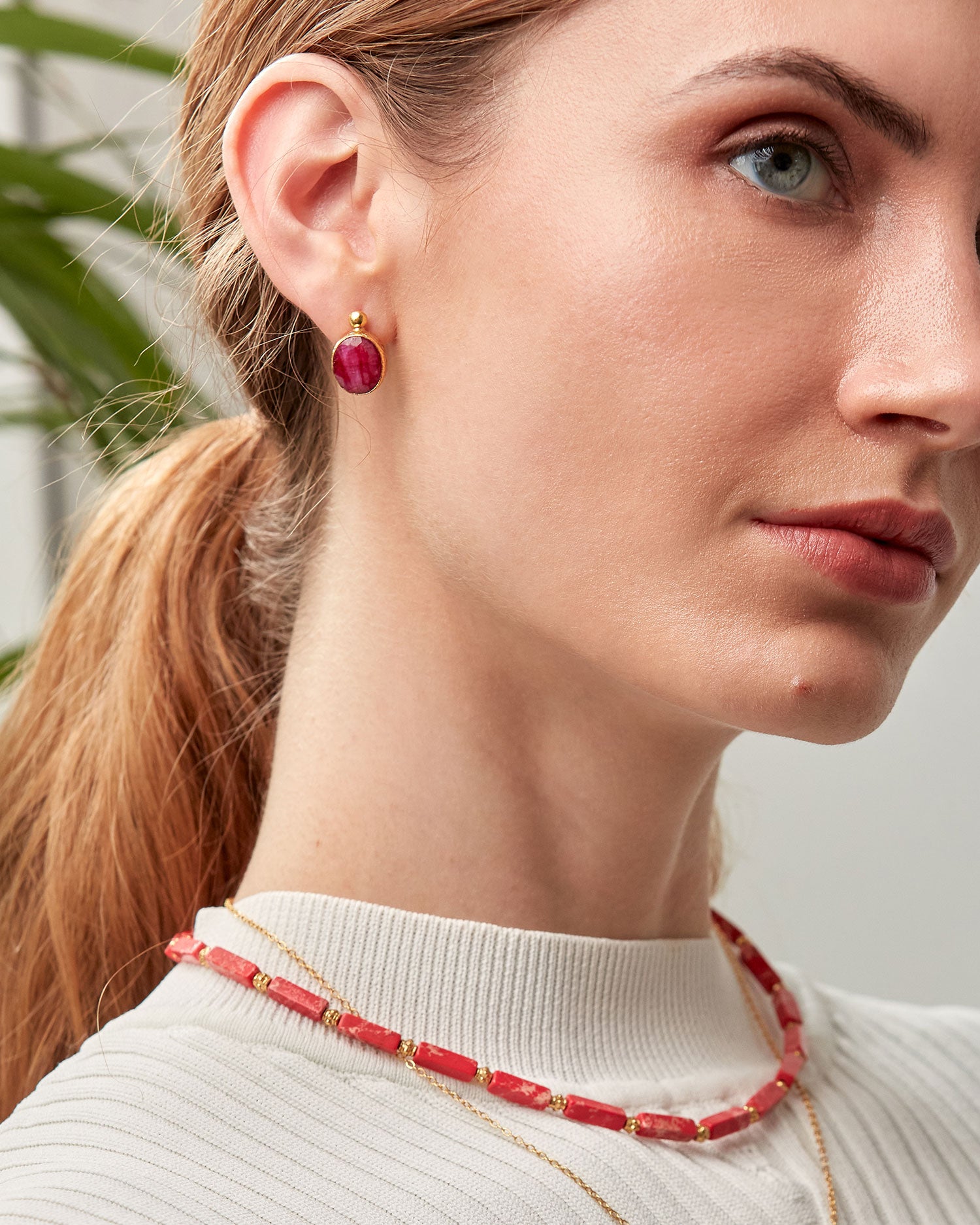 Siena Ruby Stud Earrings | Sustainable Jewellery by Ottoman Hands