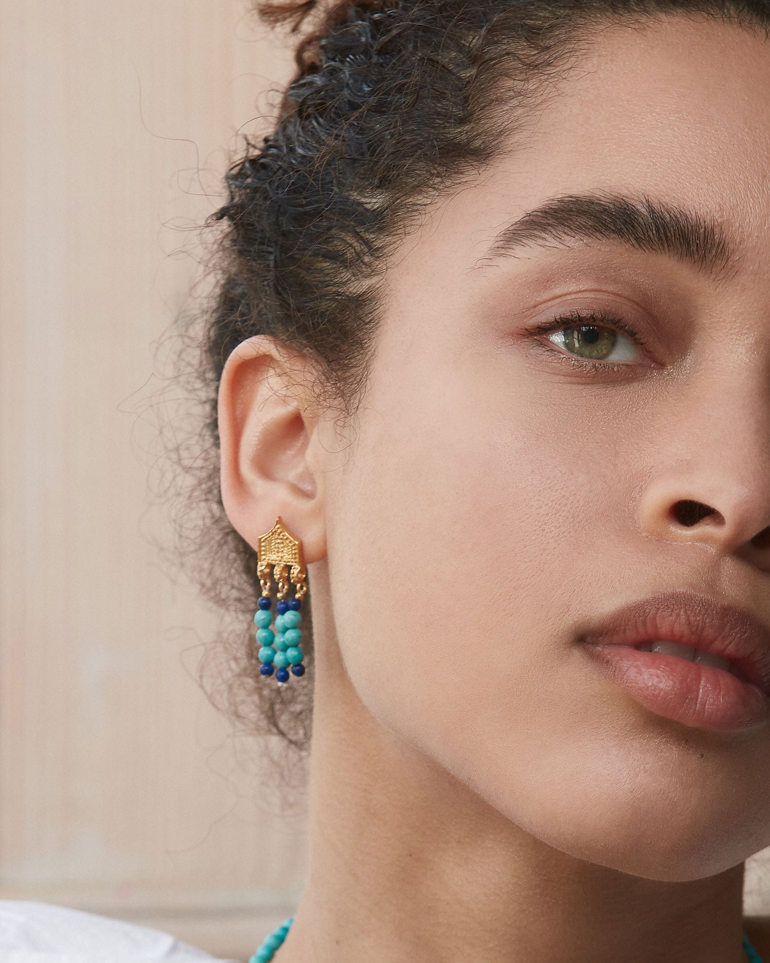 Riva Turquoise and Lapis Bead Drop Earrings | Sustainable Jewellery by Ottoman Hands
