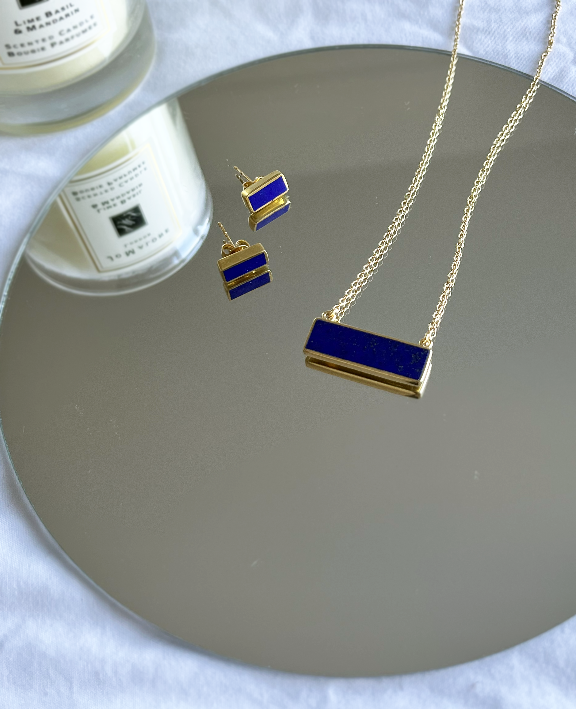 Sarai Lapis Rectangle Pendant Necklace | Sustainable Jewellery by Ottoman Hands