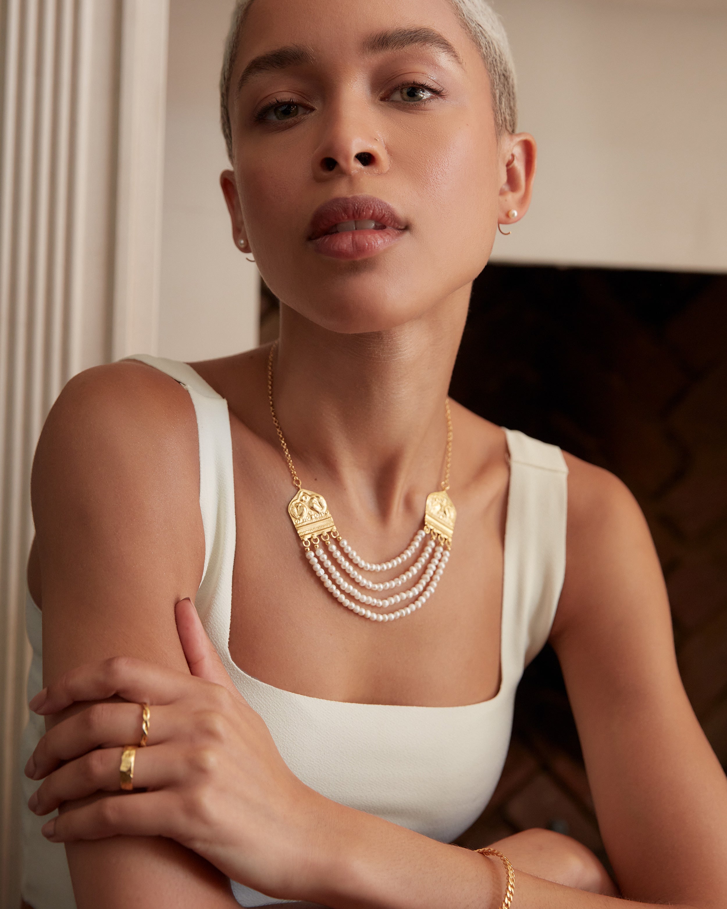 Elena Pearl Statement Antique Necklace | Sustainable Jewellery by Ottoman Hands