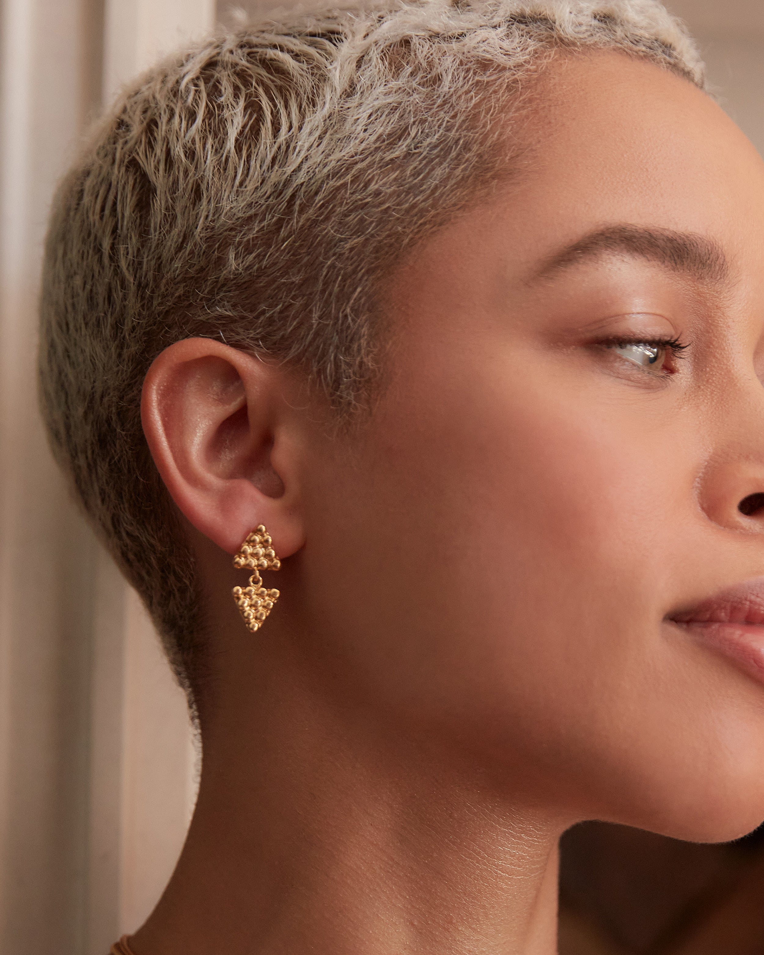 Azar Gold Triangle Drop Earrings | Sustainable Jewellery by Ottoman Hands