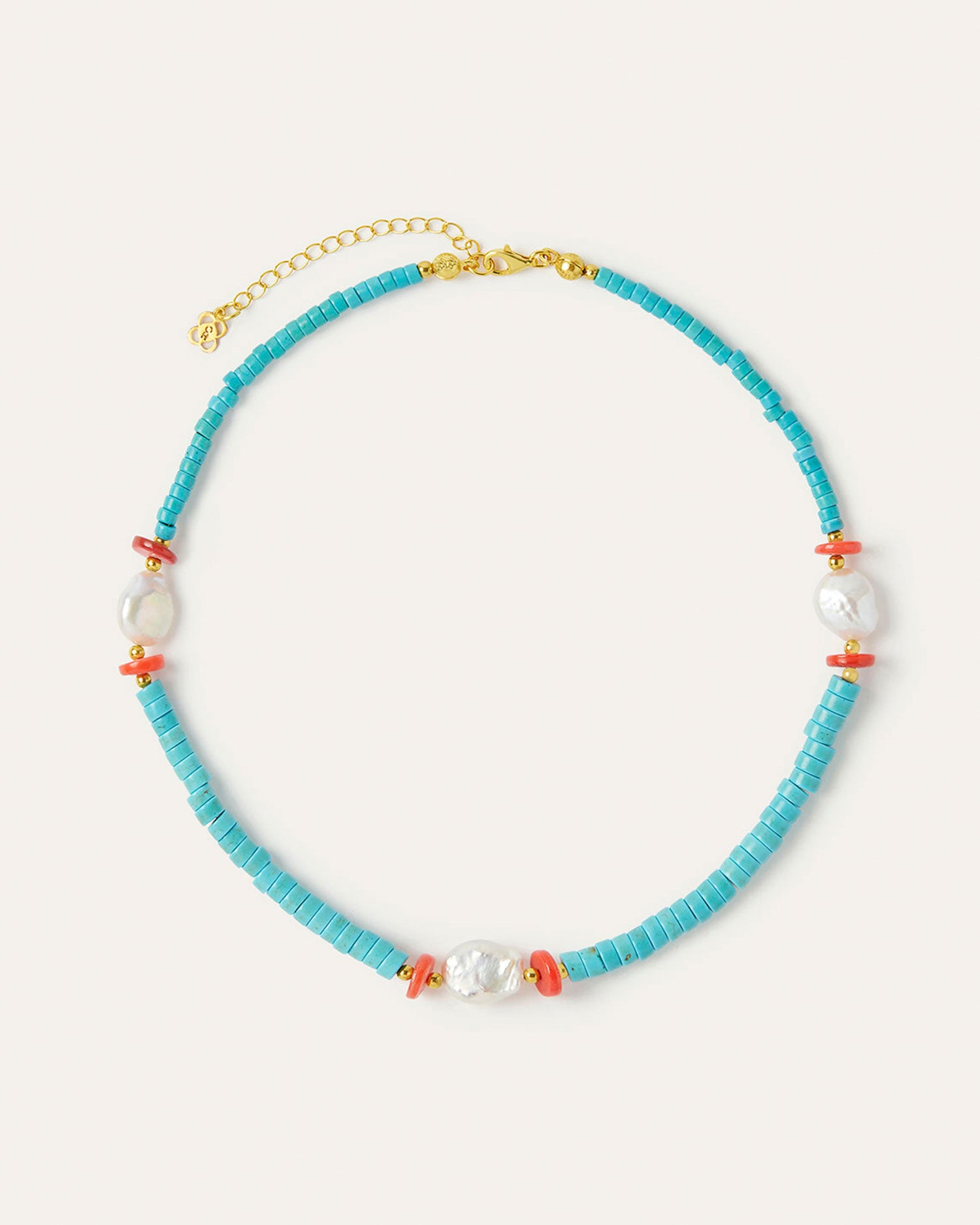 Adelina Pearl and Turquoise Beaded Necklace | Sustainable Jewellery by Ottoman Hands