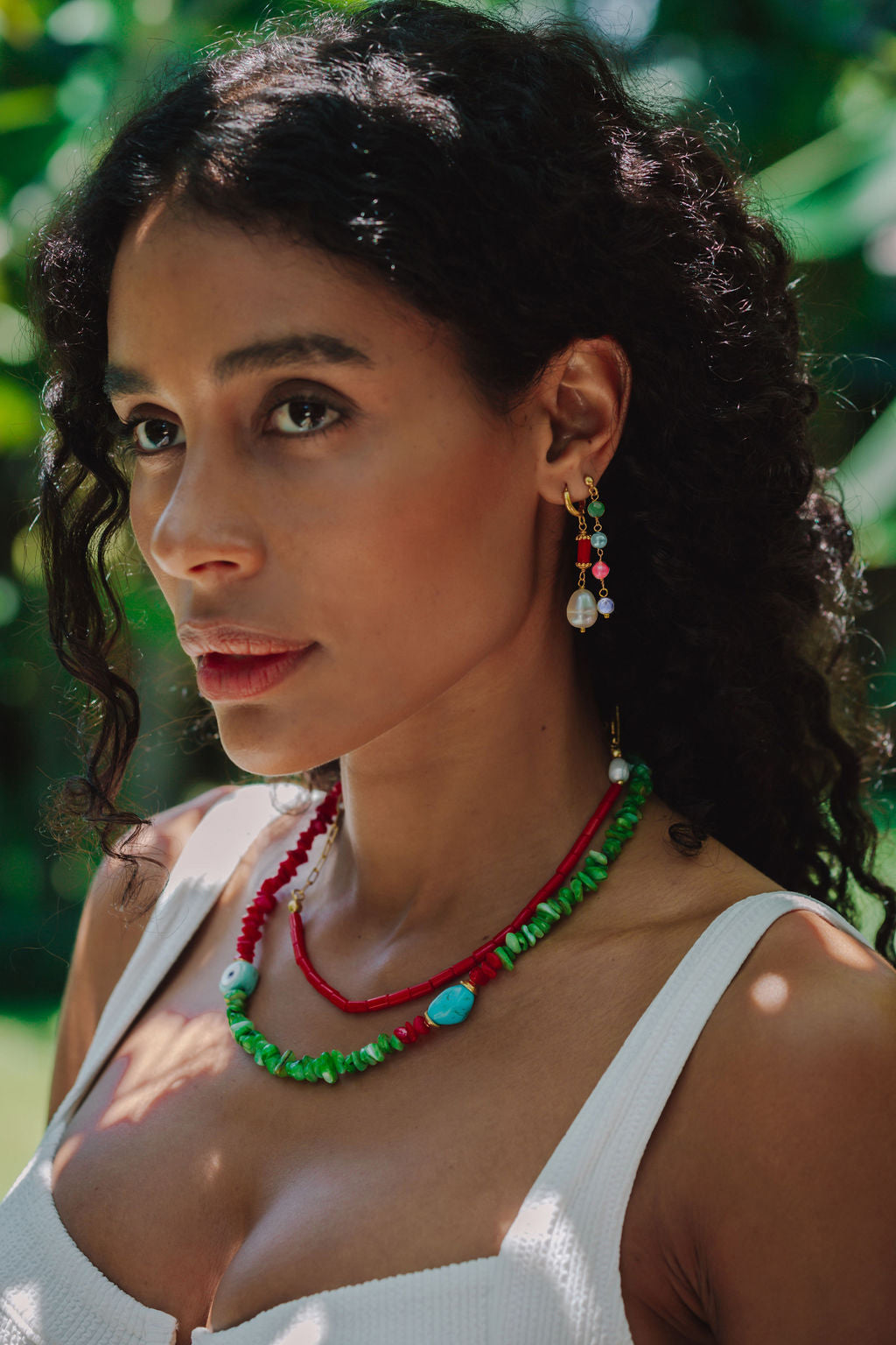 Adelyn Multi Colour Beaded Chain Drop Earrings | Sustainable Jewellery by Ottoman Hands