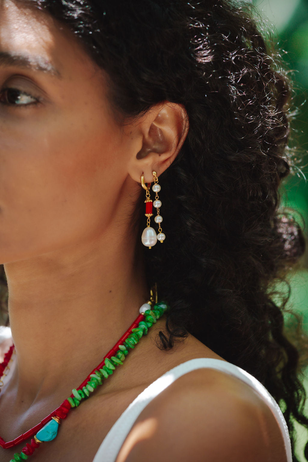 Adelyn Pearl Beaded Chain Drop Earrings | Sustainable Jewellery by Ottoman Hands