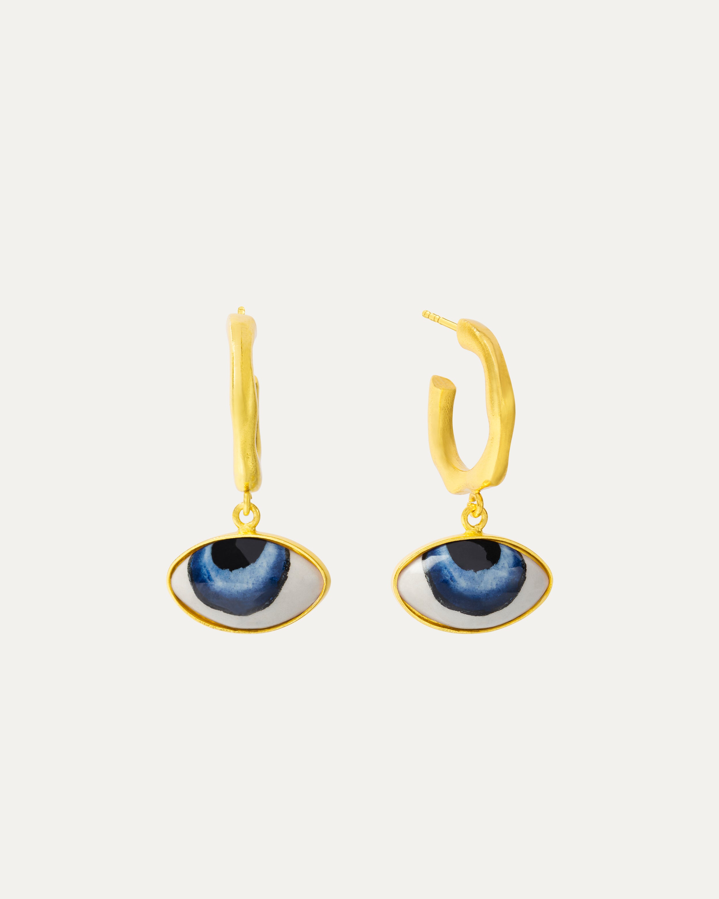 Adira Blue Porcelain Evil Eye Hoop Earrings | Sustainable Jewellery by Ottoman Hands