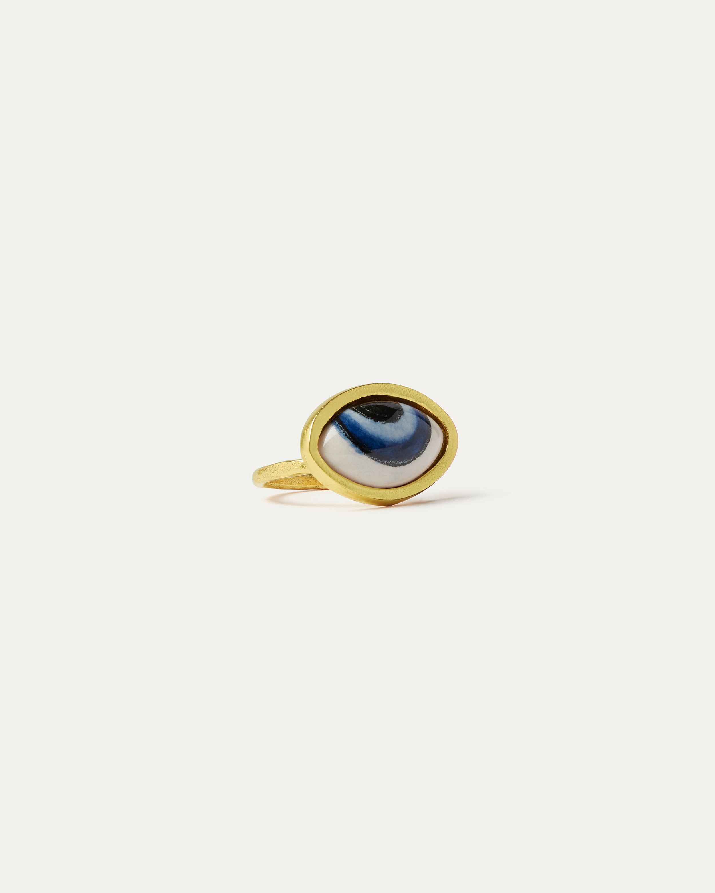 Adira Blue Porcelain Evil Eye Ring | Sustainable Jewellery by Ottoman Hands