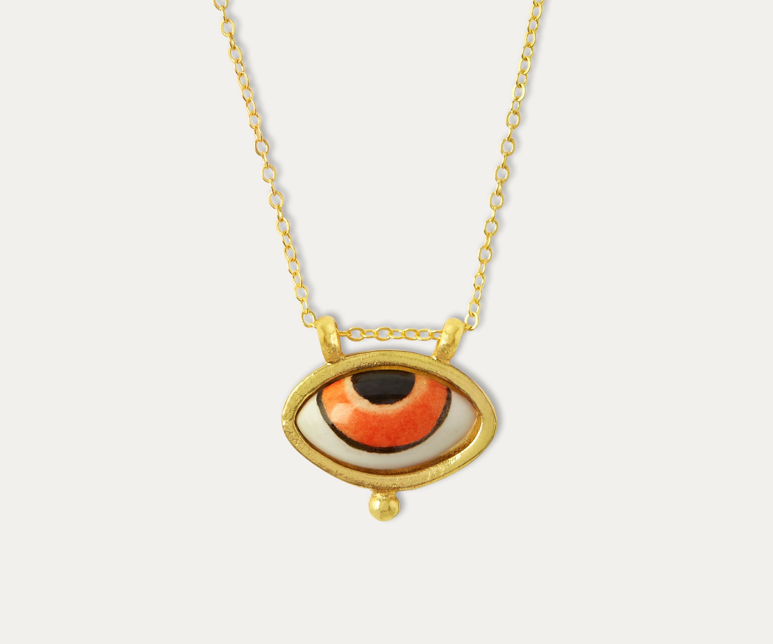 Adira Orange Porcelain Evil Eye Necklace | Sustainable Jewellery by Ottoman Hands
