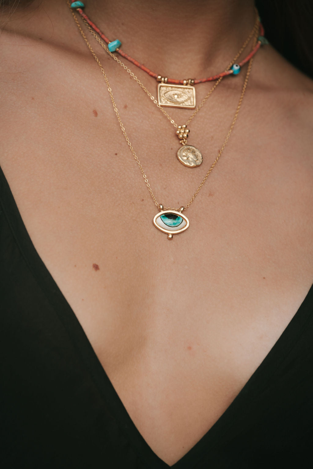 Adira Turquoise Porcelain Evil Eye Necklace | Sustainable Jewellery by Ottoman Hands