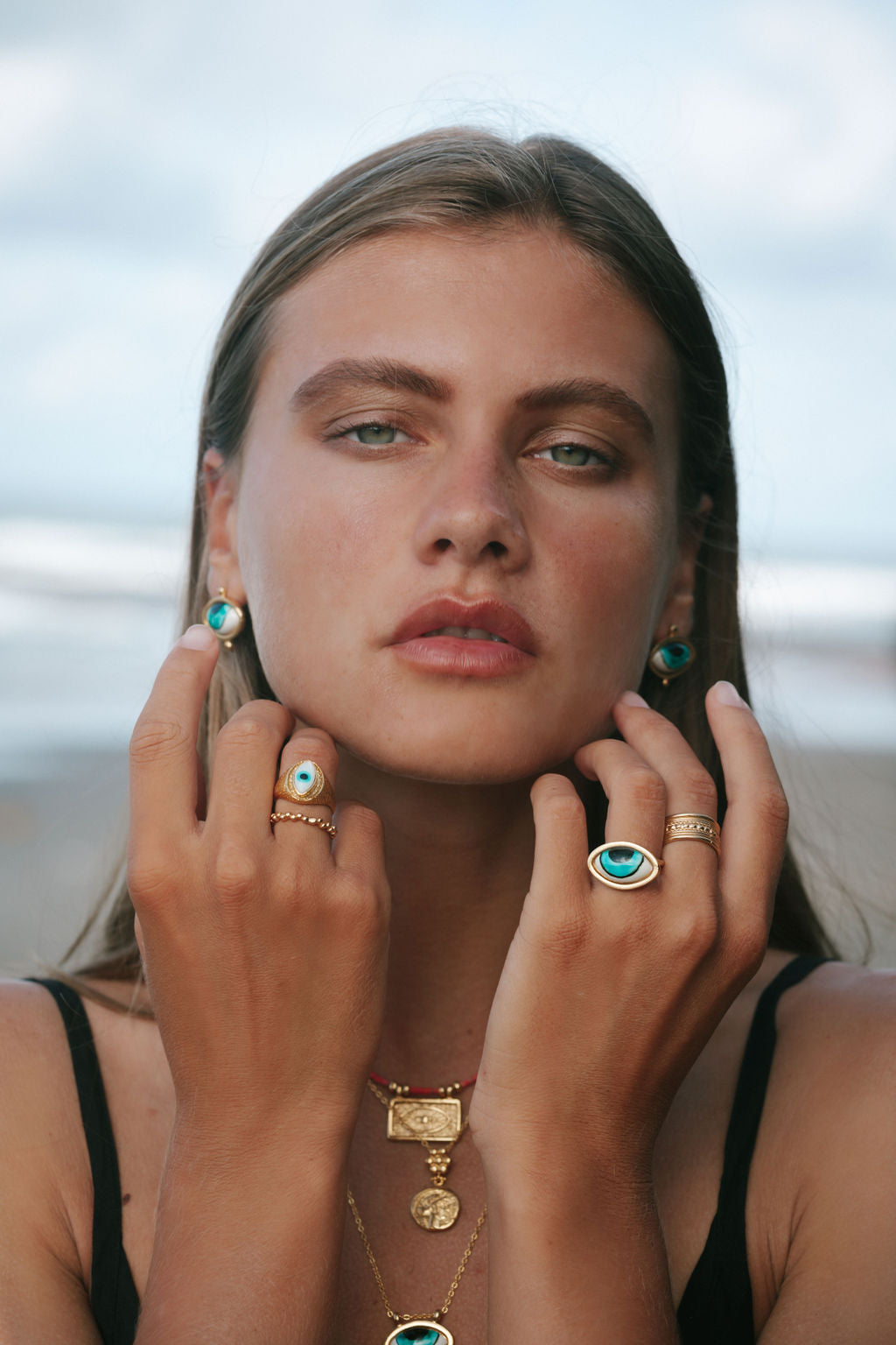 Adira Turquoise Porcelain Evil Eye Ring | Sustainable Jewellery by Ottoman Hands