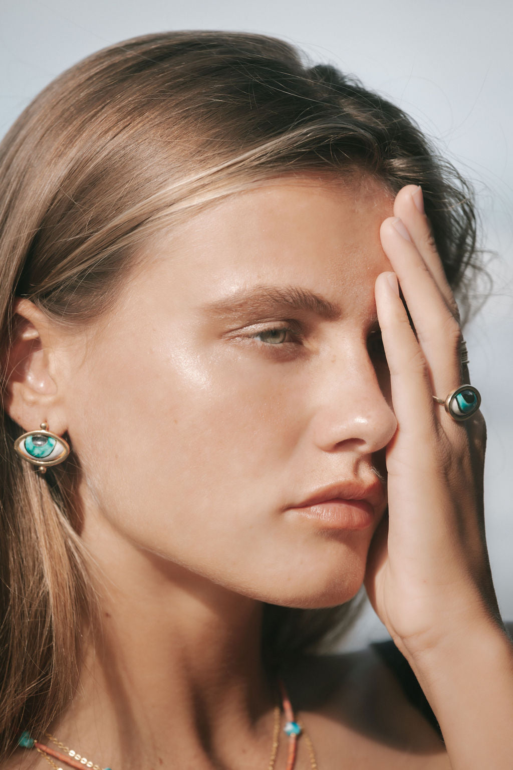 Adira Turquoise Porcelain Evil Eye Stud Earrings | Sustainable Jewellery by Ottoman Hands