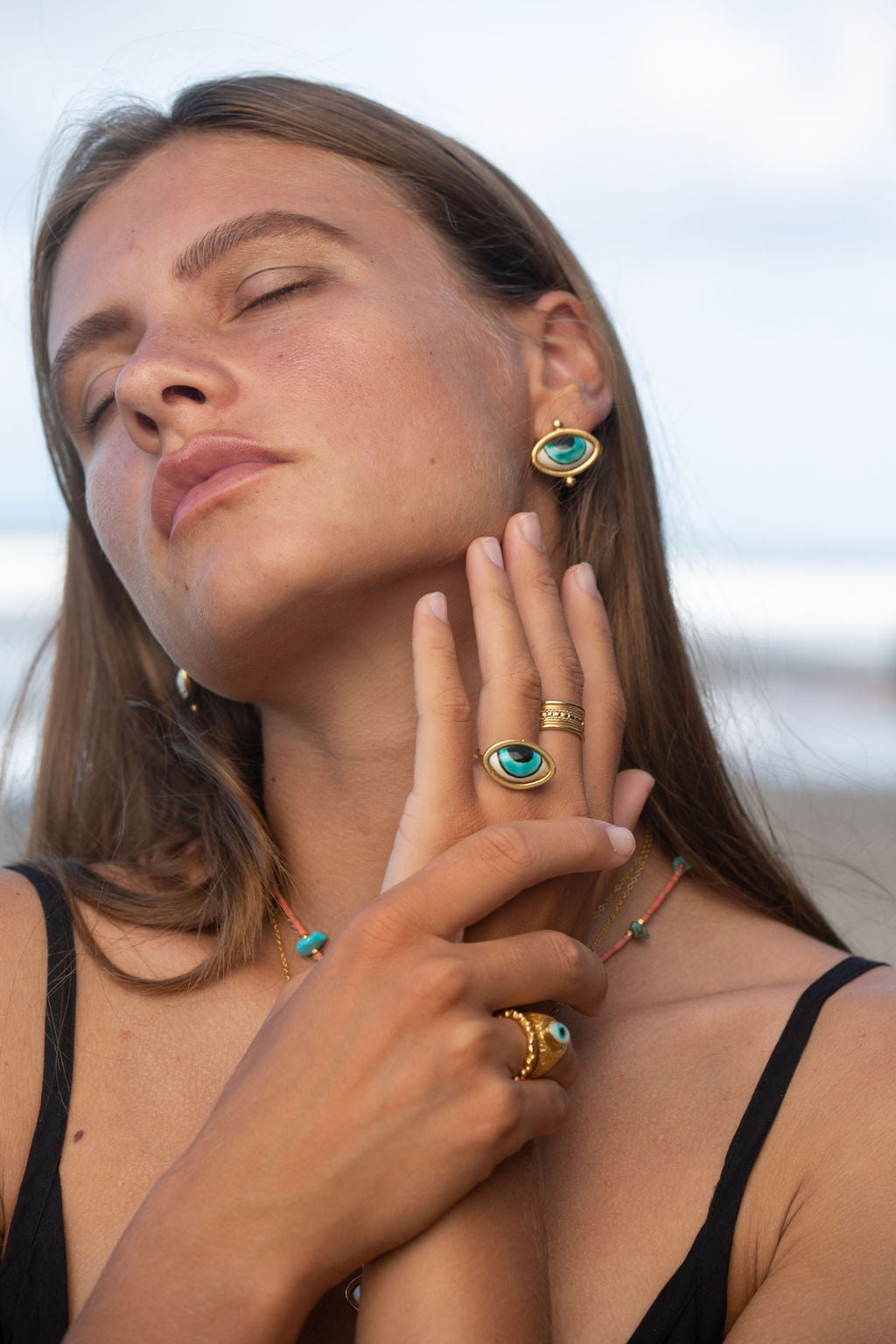 Adira Turquoise Porcelain Evil Eye Stud Earrings | Sustainable Jewellery by Ottoman Hands