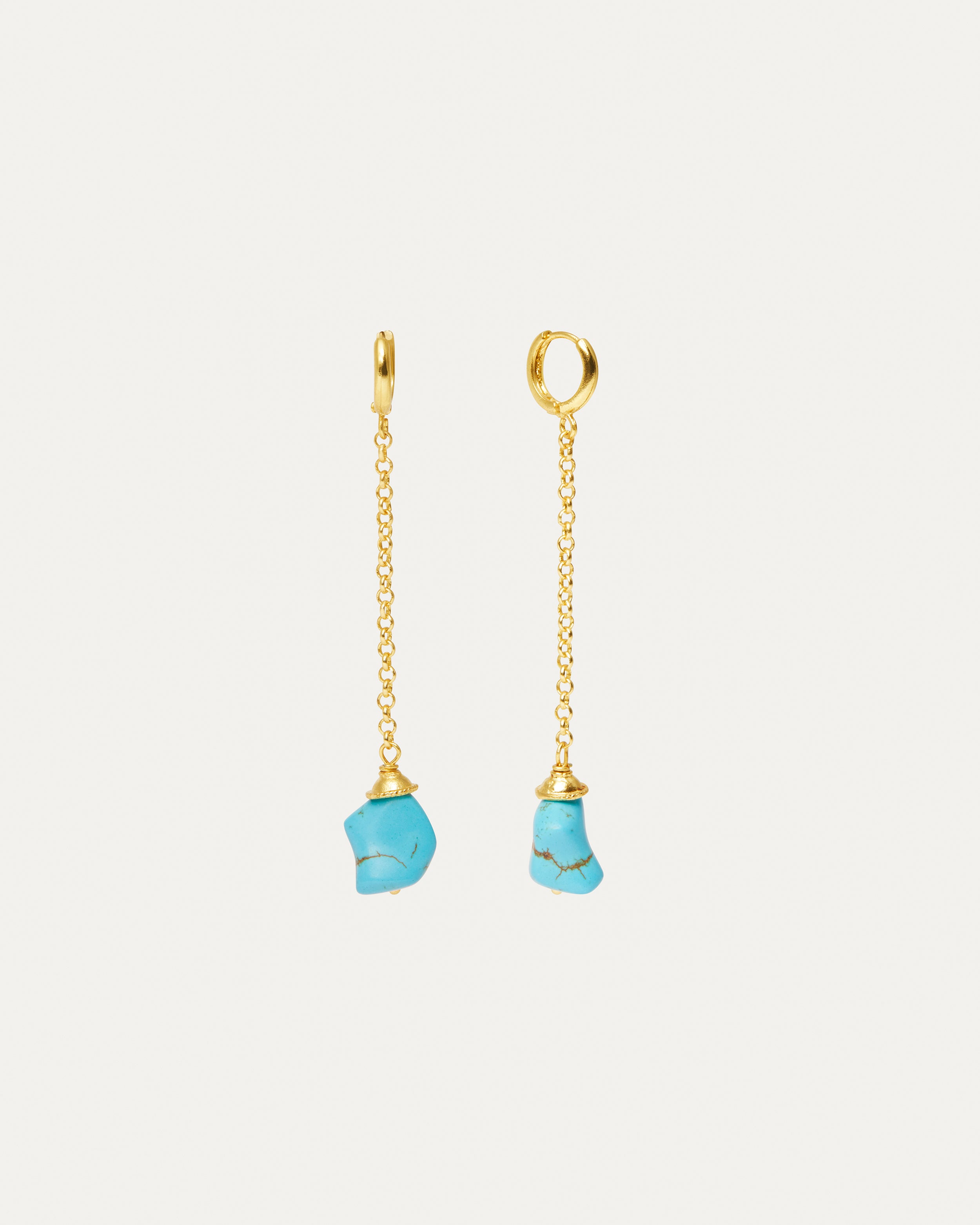 Alessia Turquoise Chain Huggie Earrings | Sustainable Jewellery by Ottoman Hands