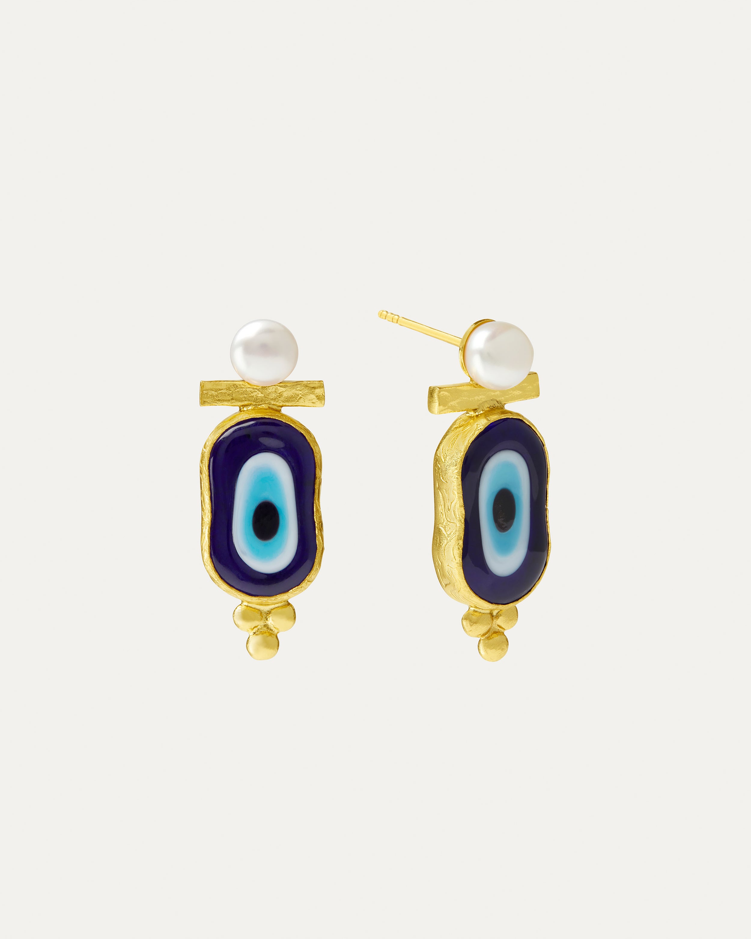 Amelia Evil Eye Pearl Stud Earrings | Sustainable Jewellery by Ottoman Hands