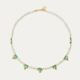 Amelie Pearl and Turquoise Beaded Necklace | Sustainable Jewellery by Ottoman Hands