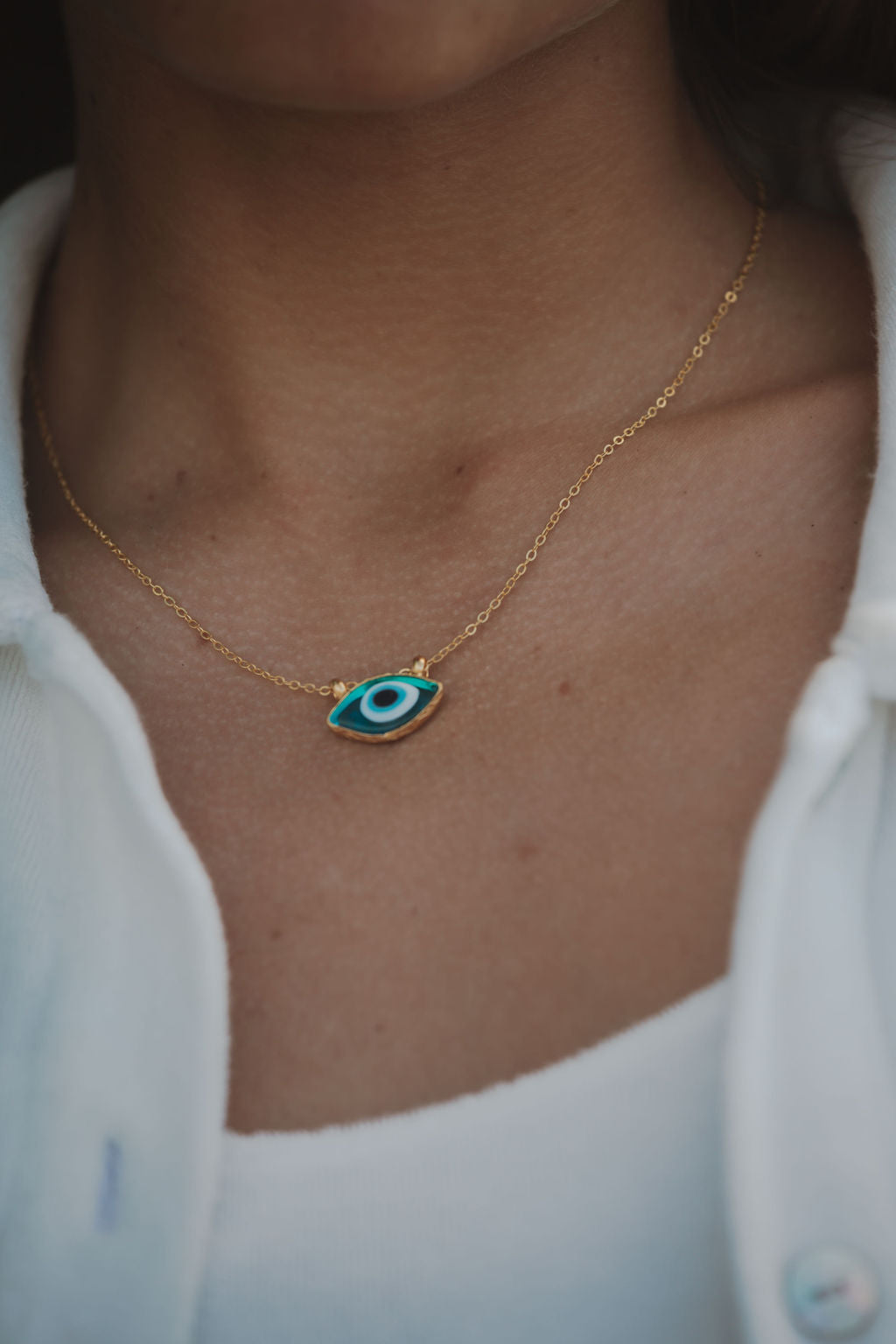 Bronte Blue Glass Evil Eye Pendant Necklace | Sustainable Jewellery by Ottoman Hands