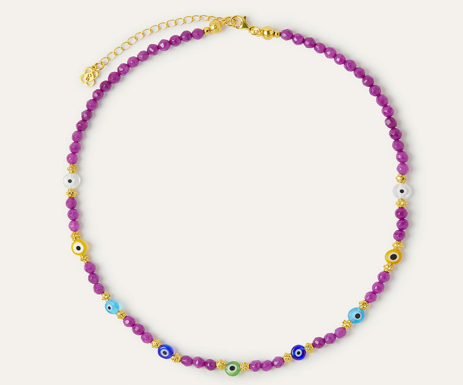 Clara Evil Eye Beaded Purple Jade Necklace | Sustainable Jewellery by Ottoman Hands