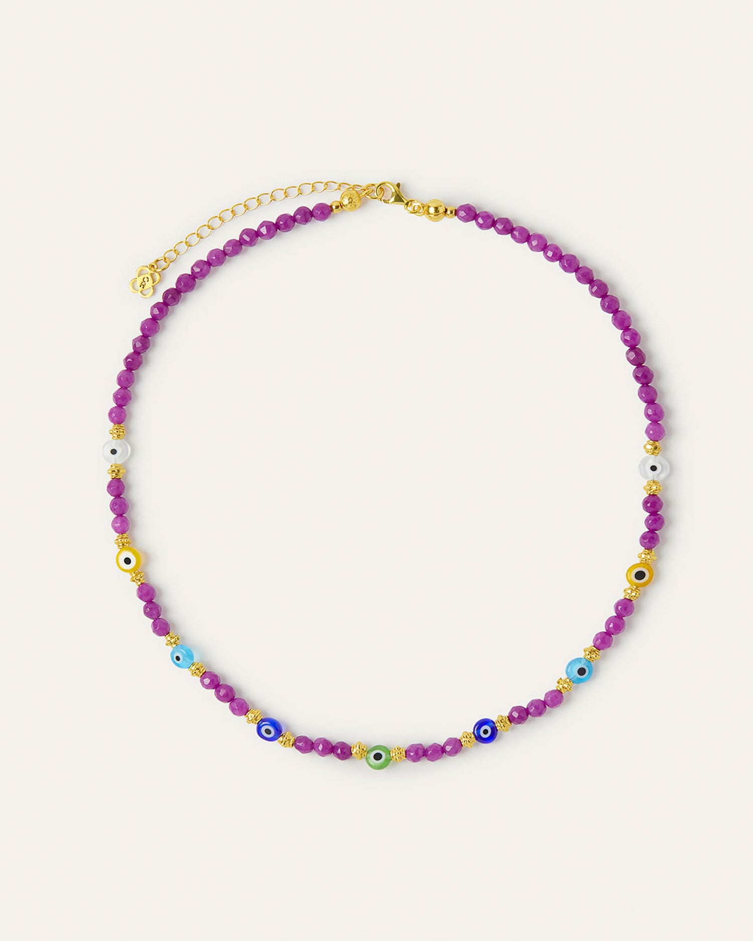 Clara Evil Eye Beaded Purple Jade Necklace | Sustainable Jewellery by Ottoman Hands