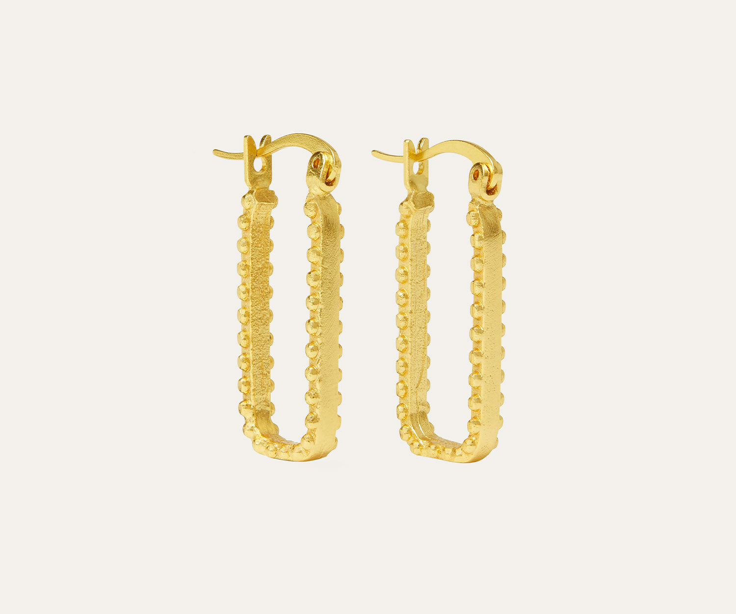 Coda Rectangle Hoop Earrings with Granulation | Sustainable Jewellery by Ottoman Hands