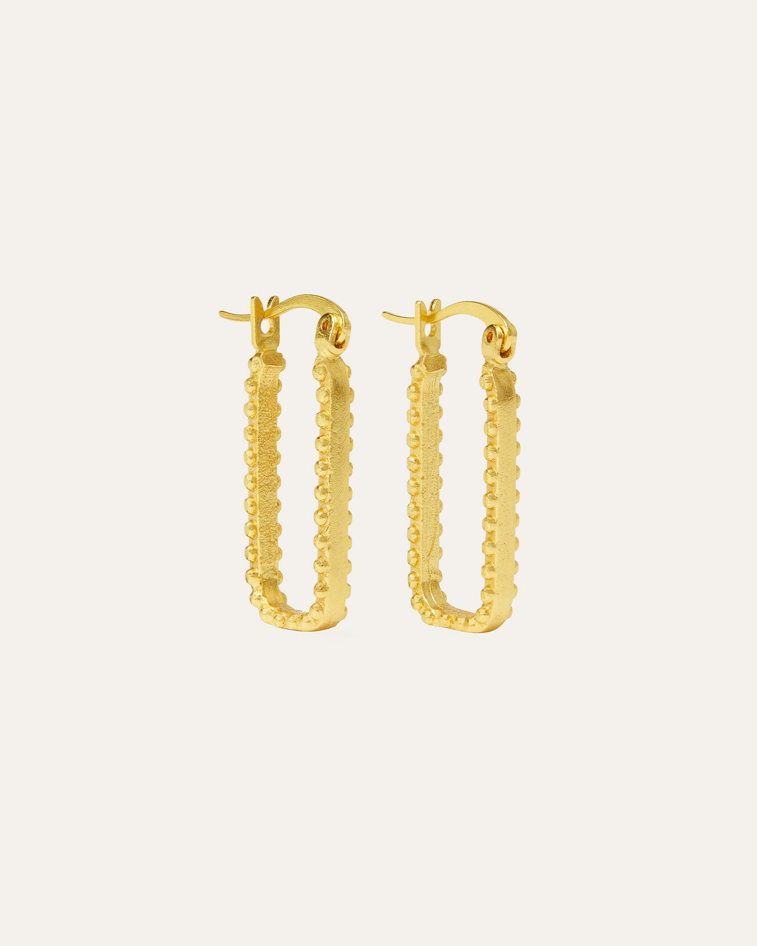 Coda Rectangle Hoop Earrings with Granulation | Sustainable Jewellery by Ottoman Hands