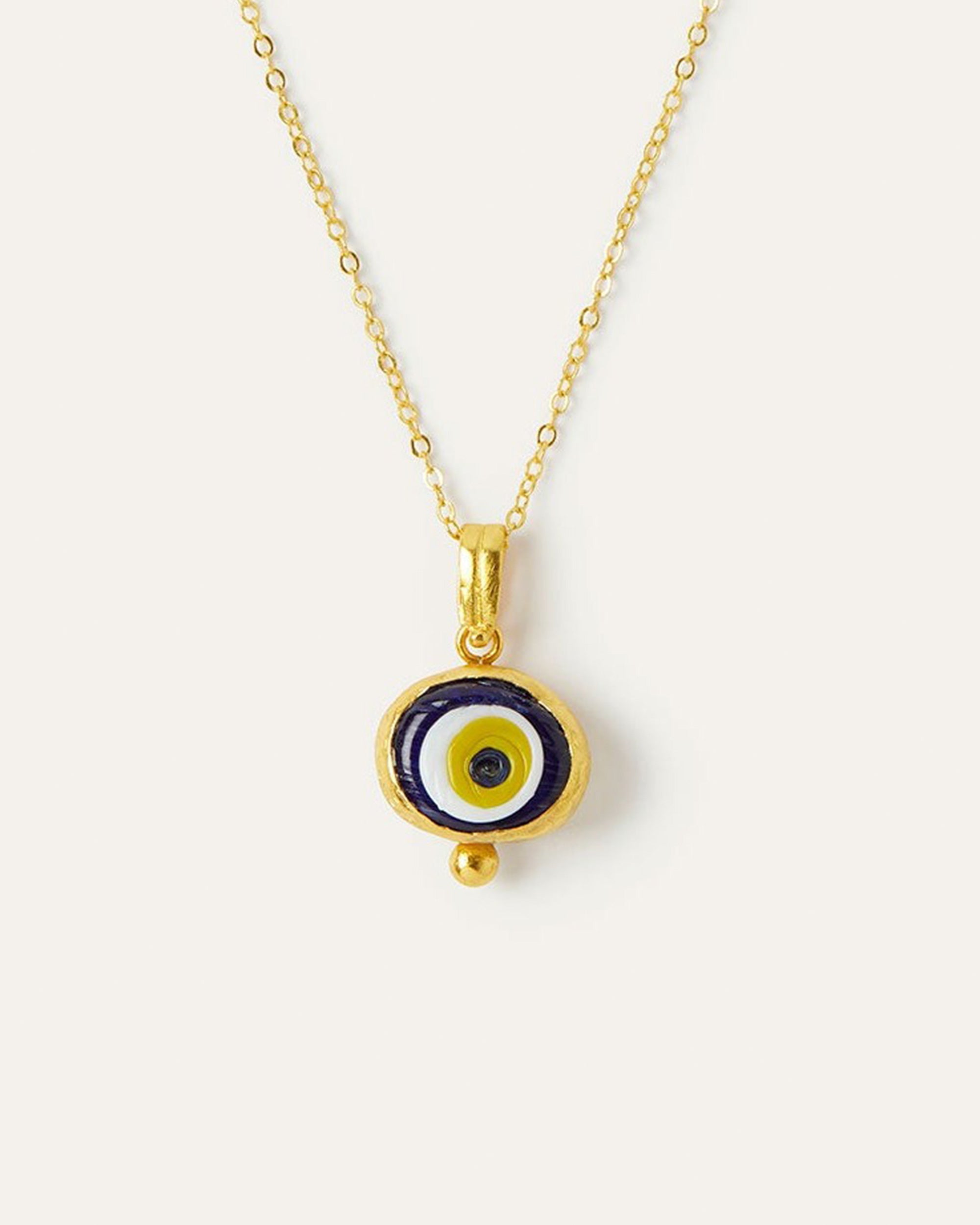 Cornicello Navy Evil Eye Artisan Glass Pendant Necklace | Sustainable Jewellery by Ottoman Hands