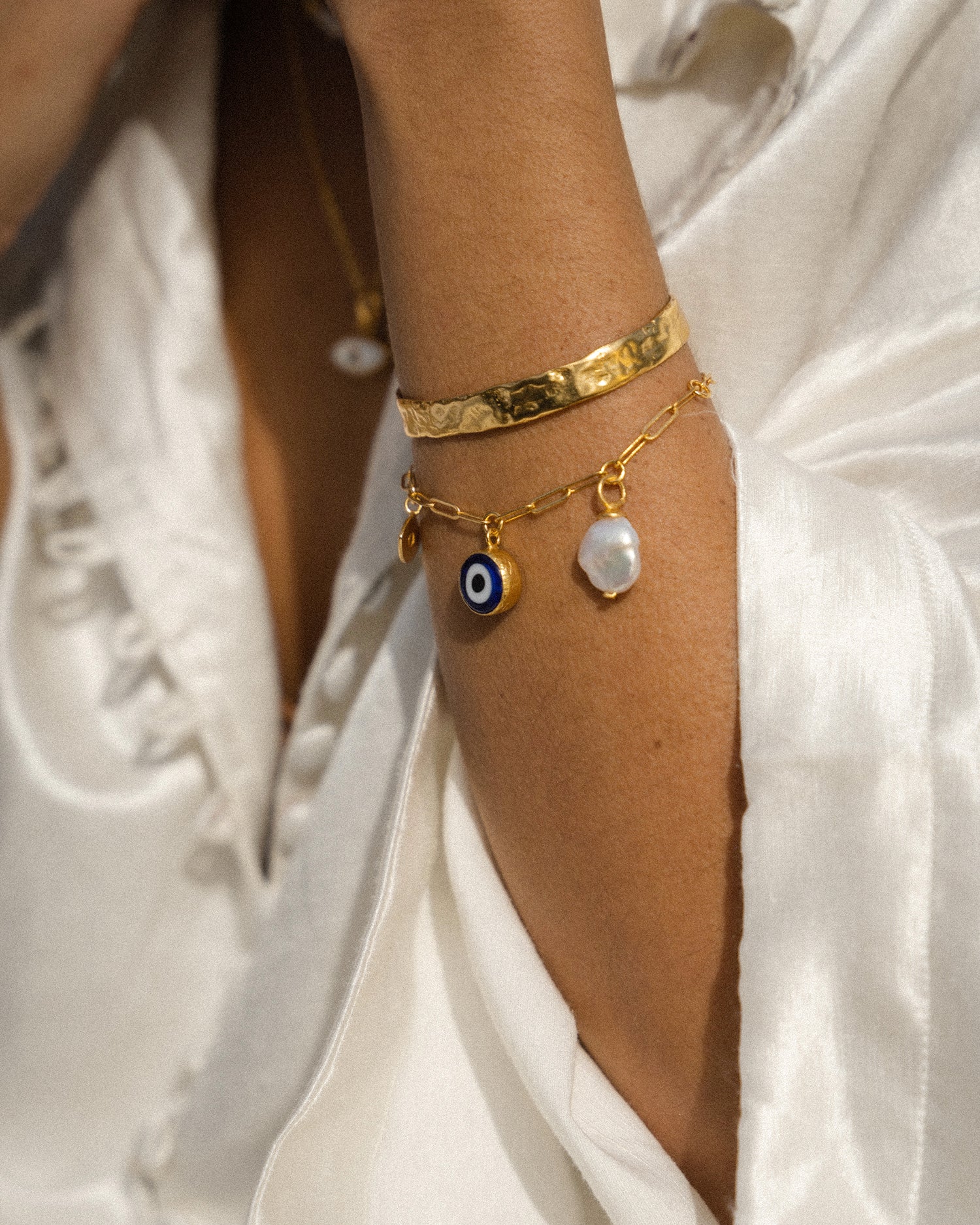 Cornicello Evil Eye and Turquoise Charm Bracelet Sustainable Jewellery by Ottoman Hands