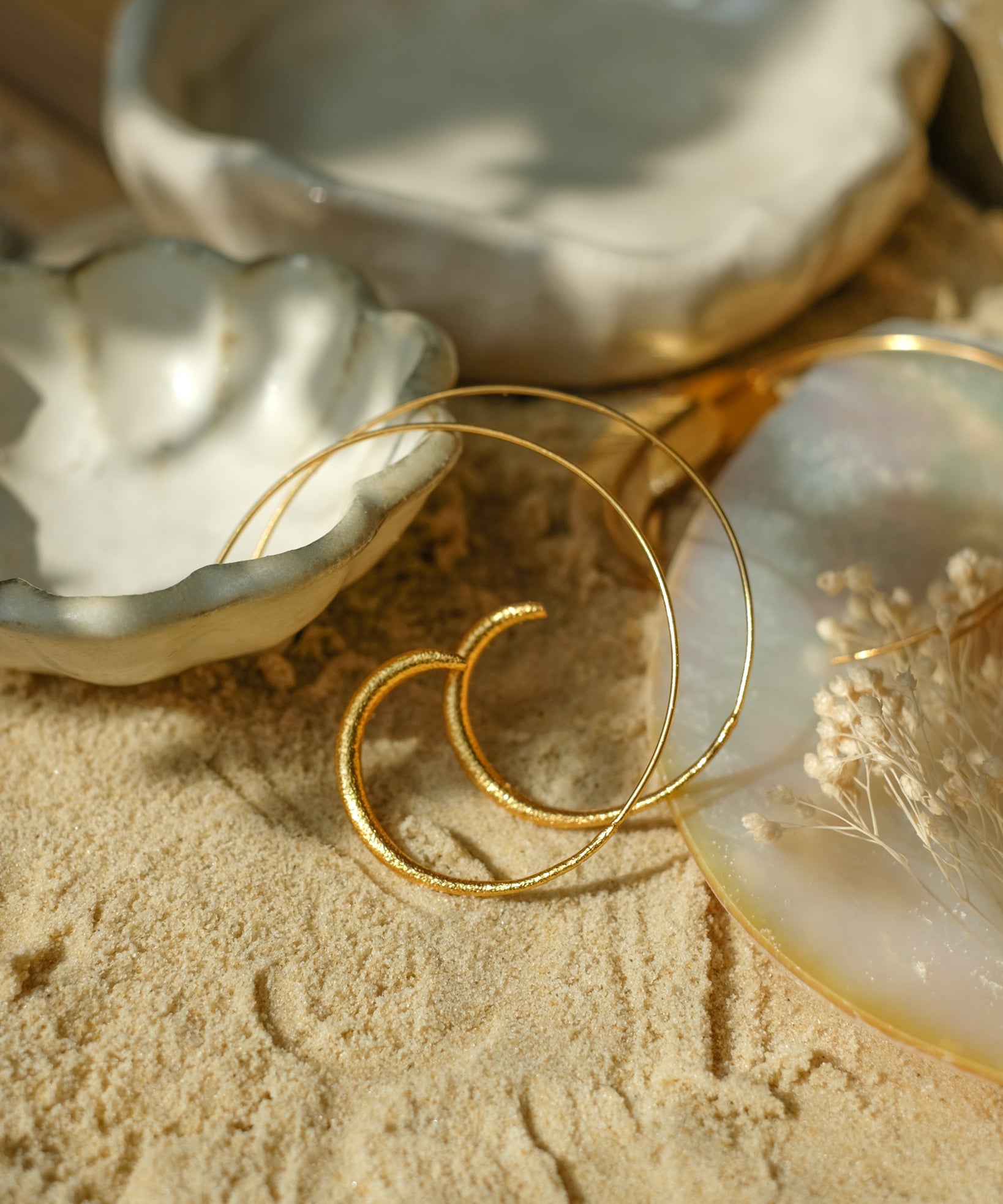 Aegina Gold Pull Through Hoop Earrings | Sustainable Jewellery by Ottoman Hands