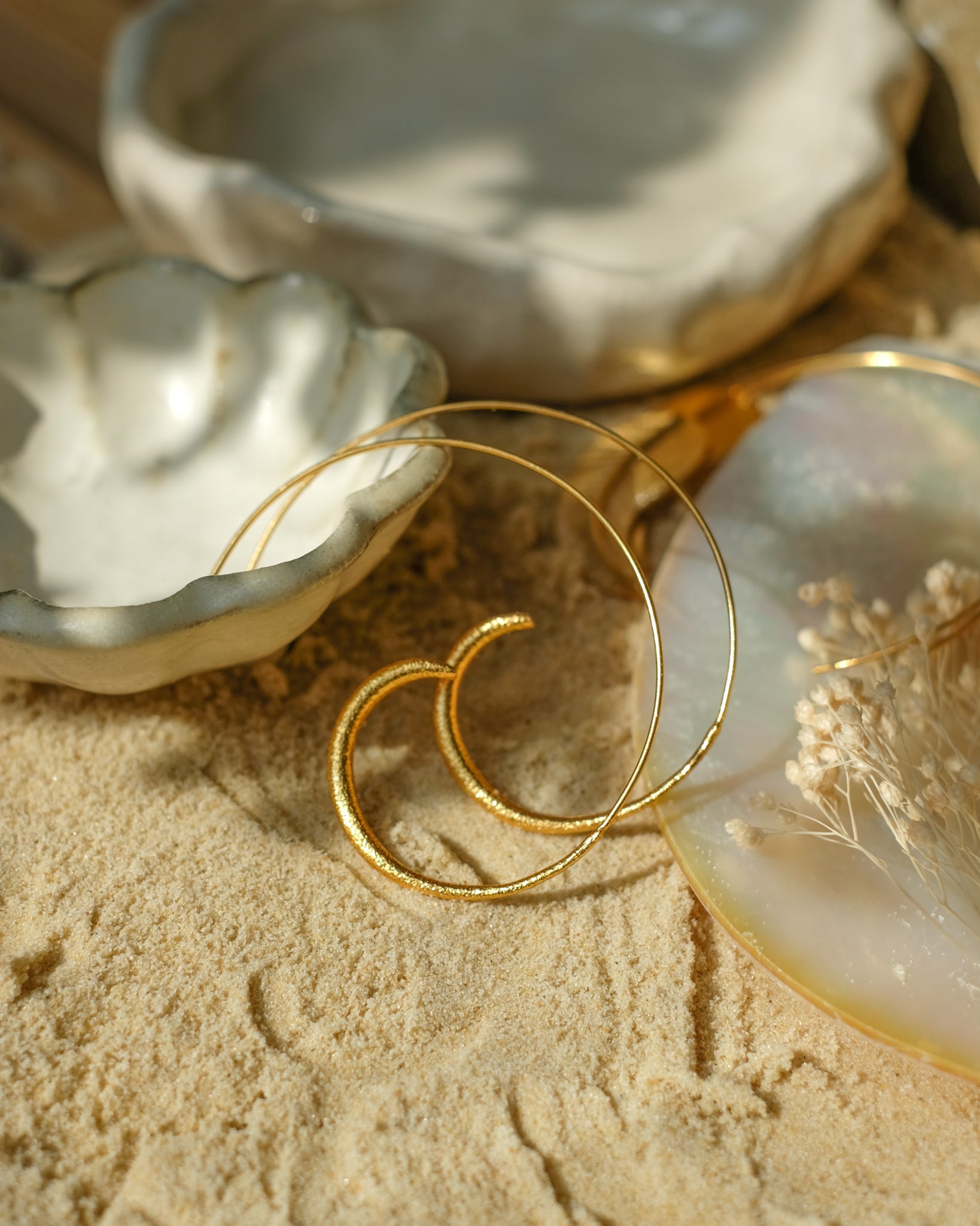 Aegina Gold Pull Through Hoop Earrings | Sustainable Jewellery by Ottoman Hands