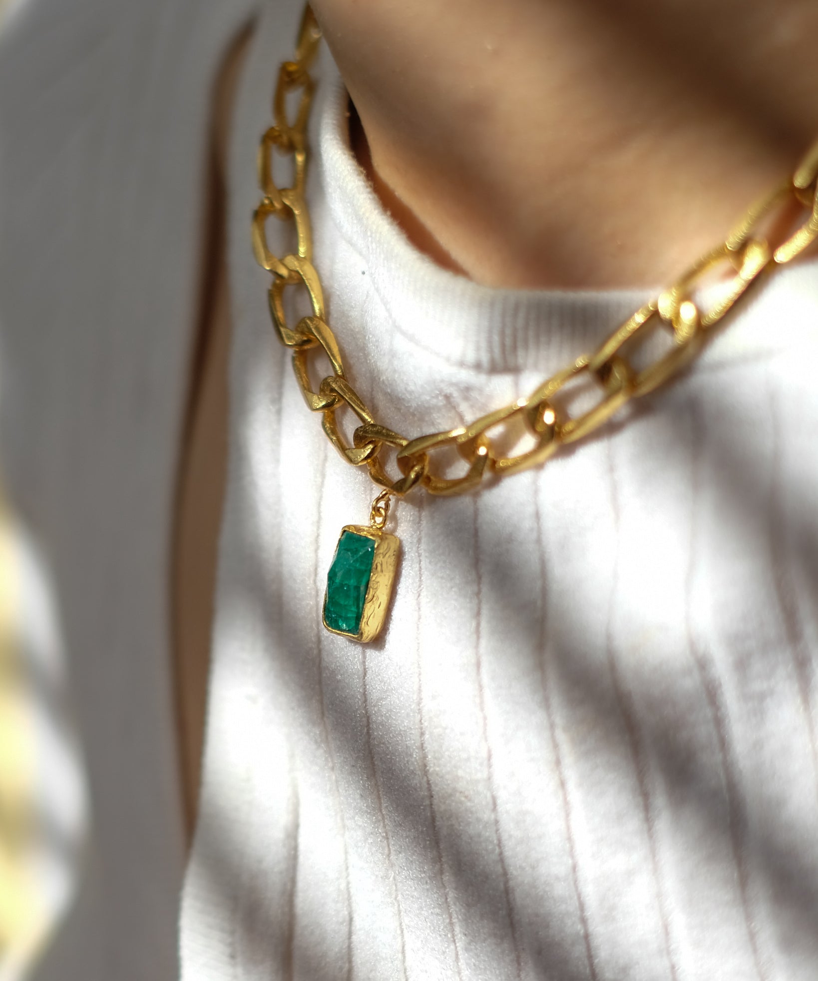 Esme Emerald Boyfriend Chain Necklace | Sustainable Jewellery by Ottoman Hands