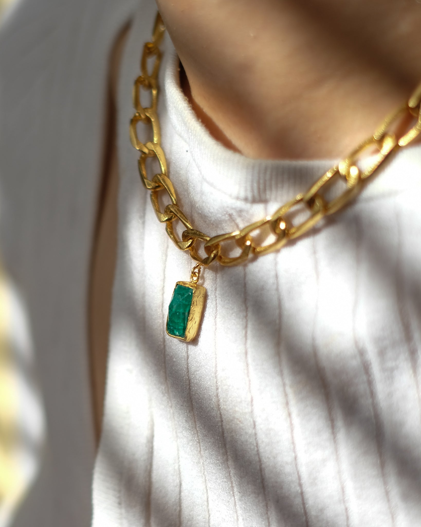 Esme Emerald Boyfriend Chain Necklace | Sustainable Jewellery by Ottoman Hands