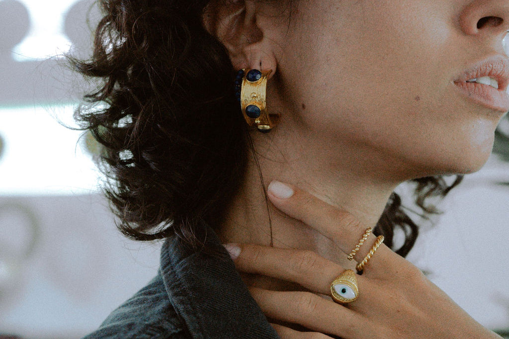 Della Lapis Hoop Earrings | Sustainable Jewellery by Ottoman Hands