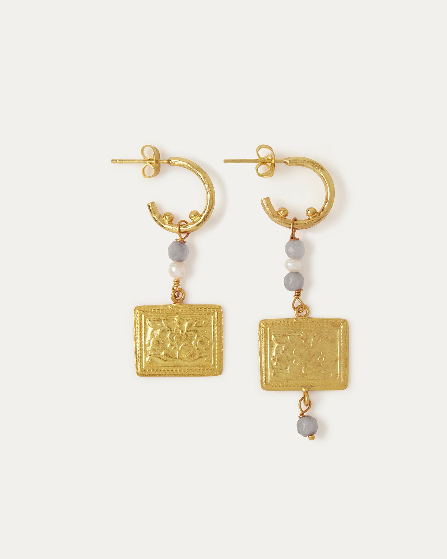 Delphi Drop Hoop Earrings with Labradorite Beads | Sustainable Jewellery by Ottoman Hands