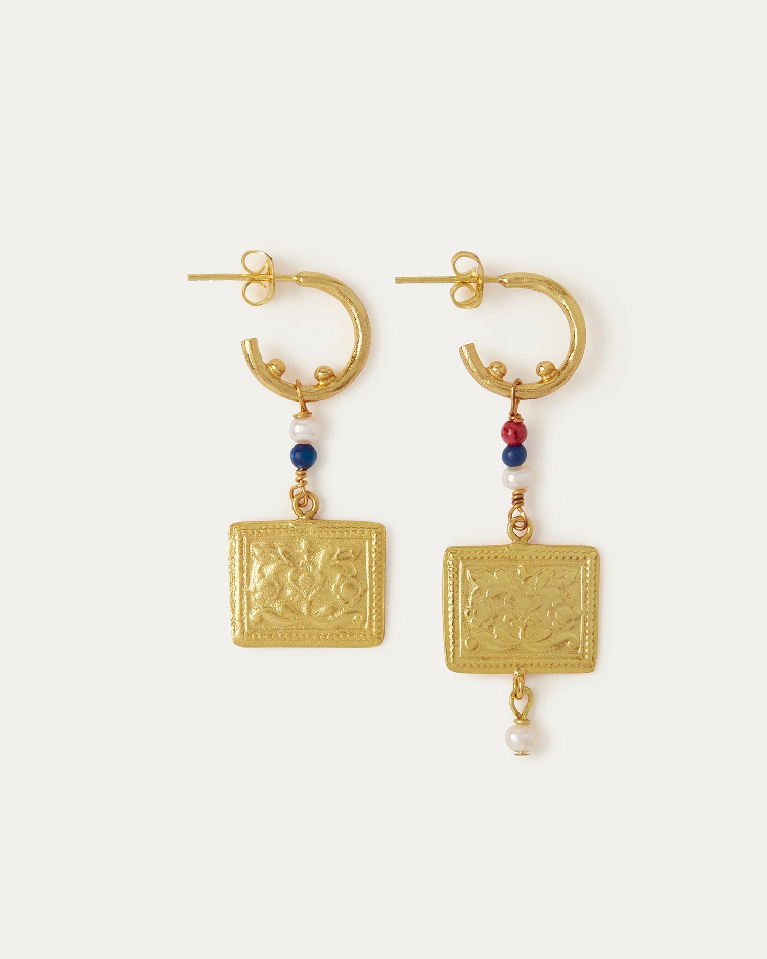 Delphi Drop Hoop Earrings with Pearl Beads | Sustainable Jewellery by Ottoman Hands