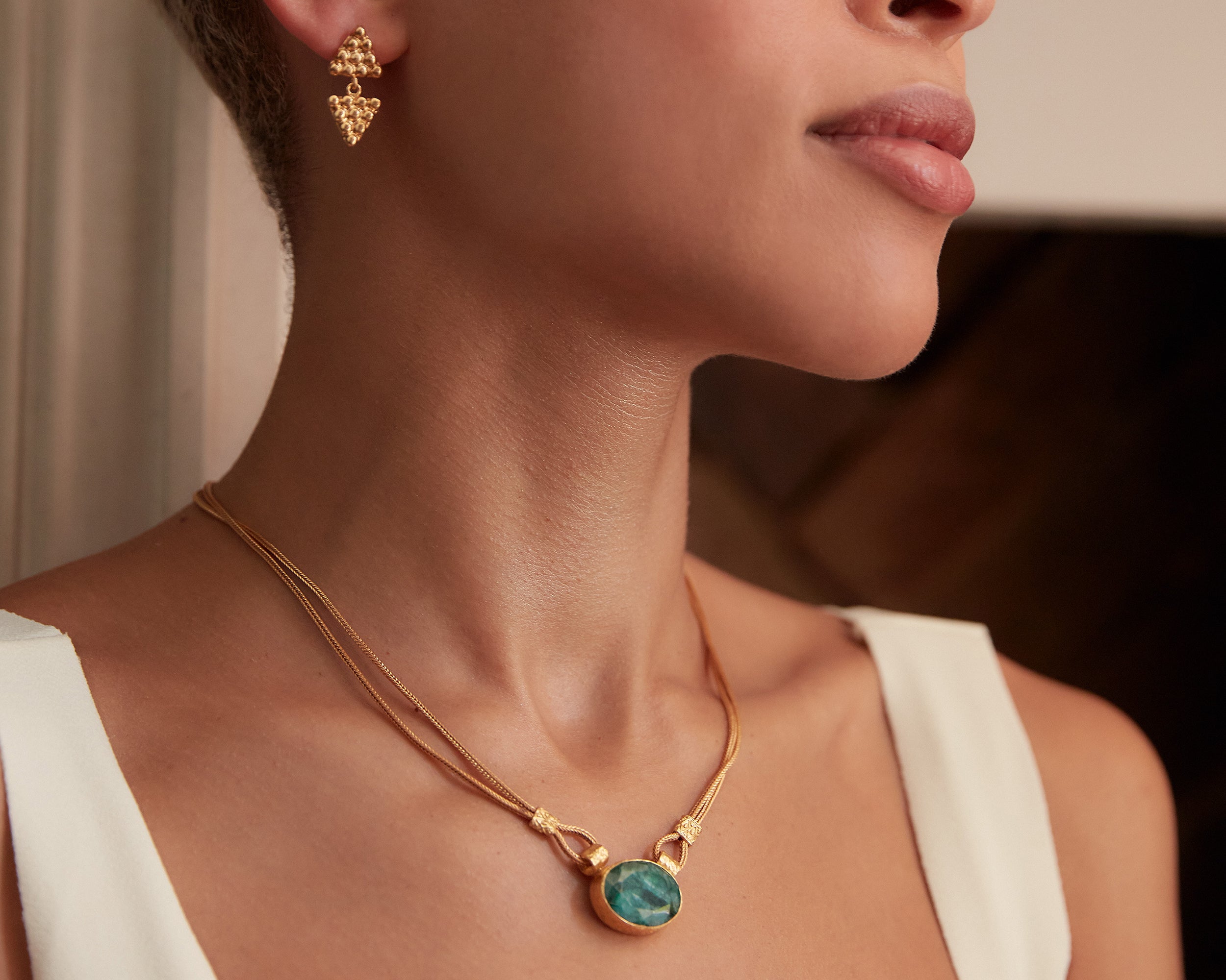 Daphne Emerald Chain Necklace | Sustainable Jewellery by Ottoman Hands