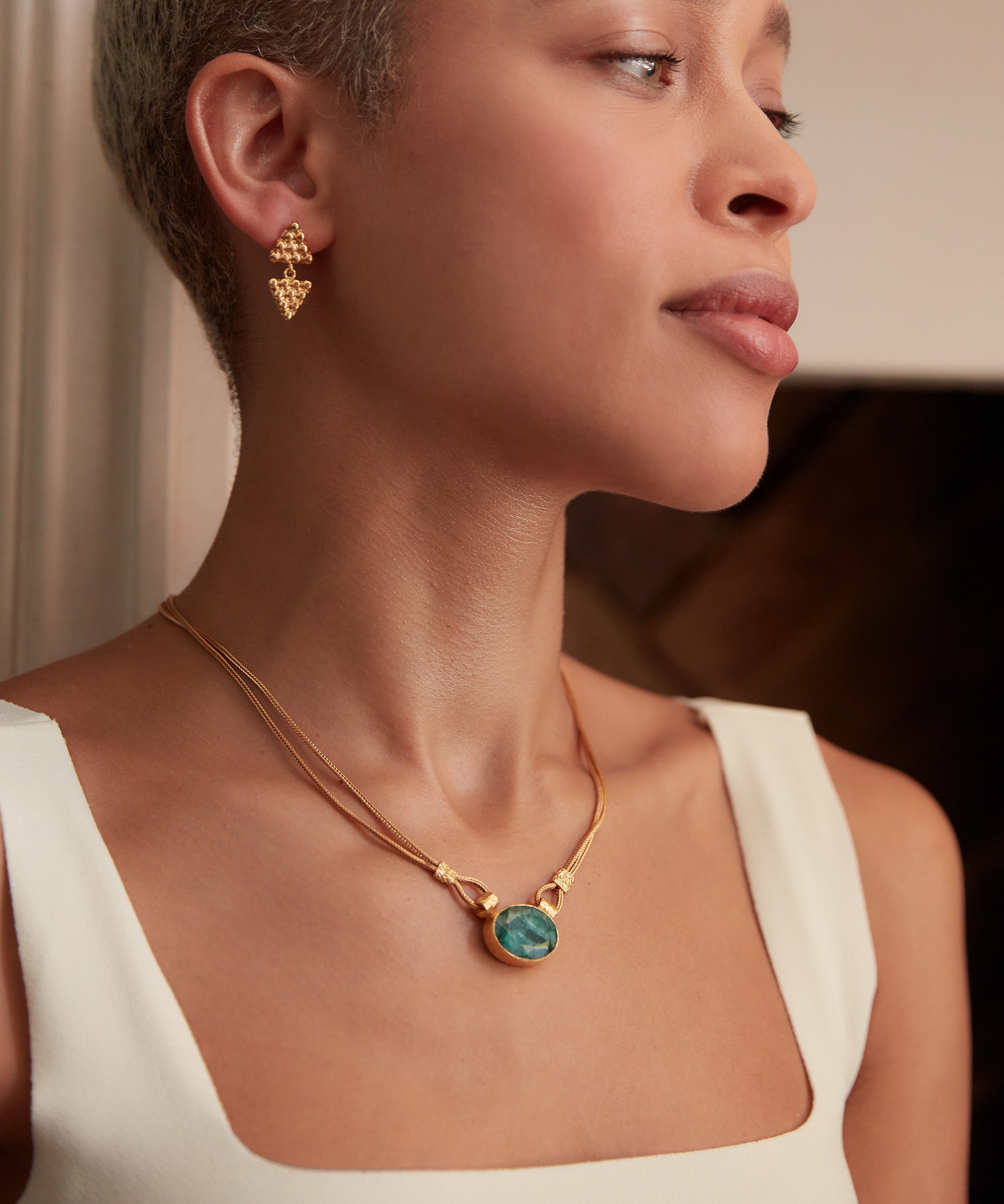 Daphne Emerald Chain Necklace | Sustainable Jewellery by Ottoman Hands