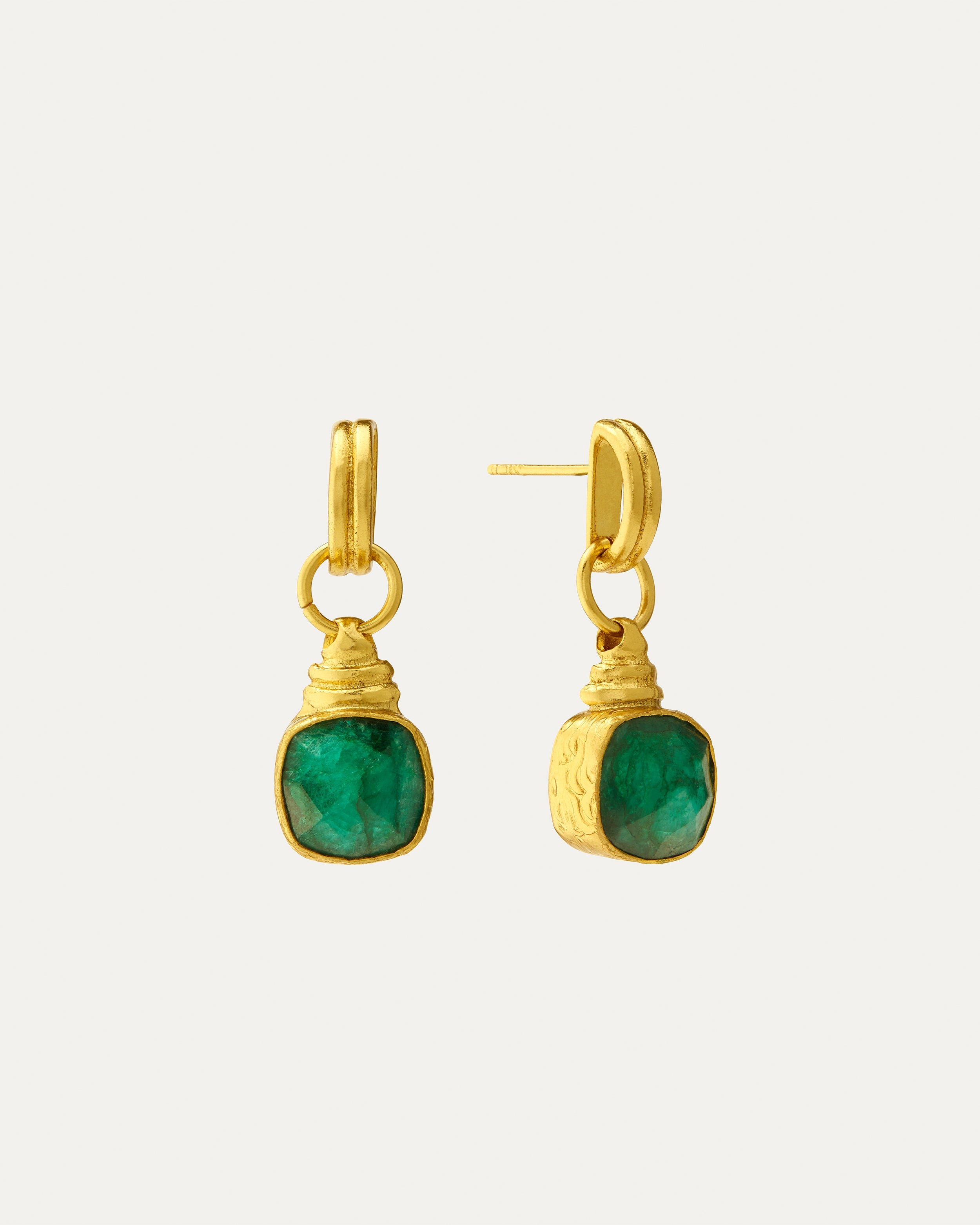 Eleanor Emerald Drop Stud Earrings | Sustainable Jewellery by Ottoman Hands