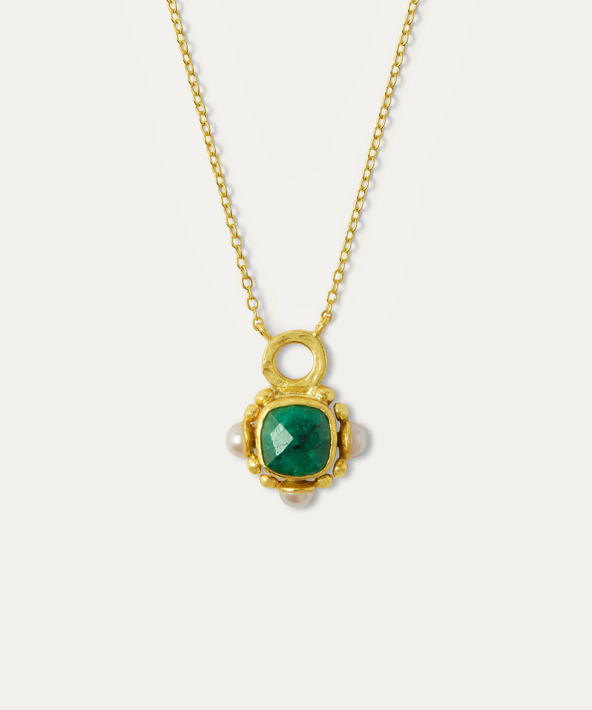 Esther Emerald and Pearl Pendant Necklace | Sustainable Jewellery by Ottoman Hands