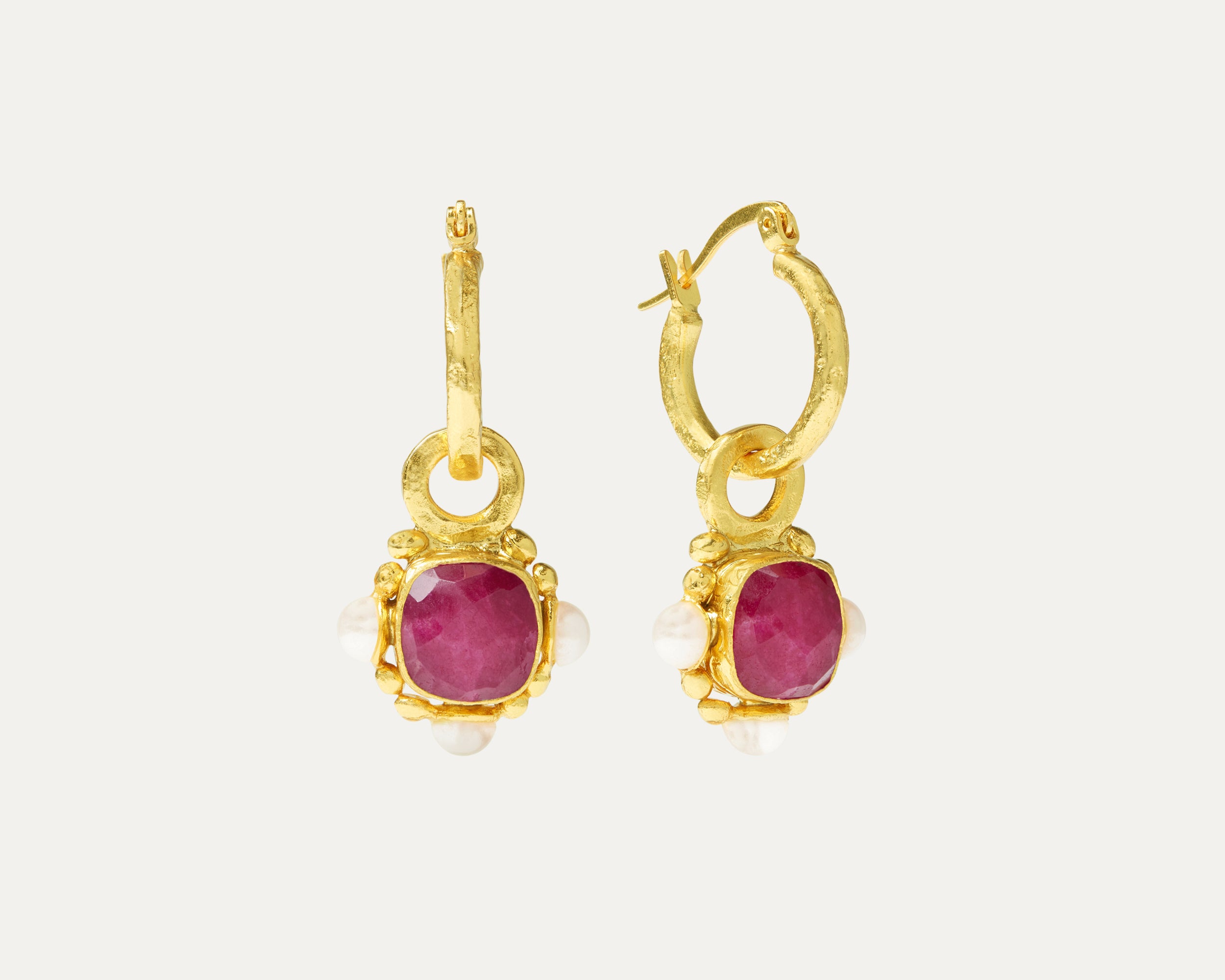 Esther Ruby and Pearl Drop Earrings | Sustainable Jewellery by Ottoman Hands