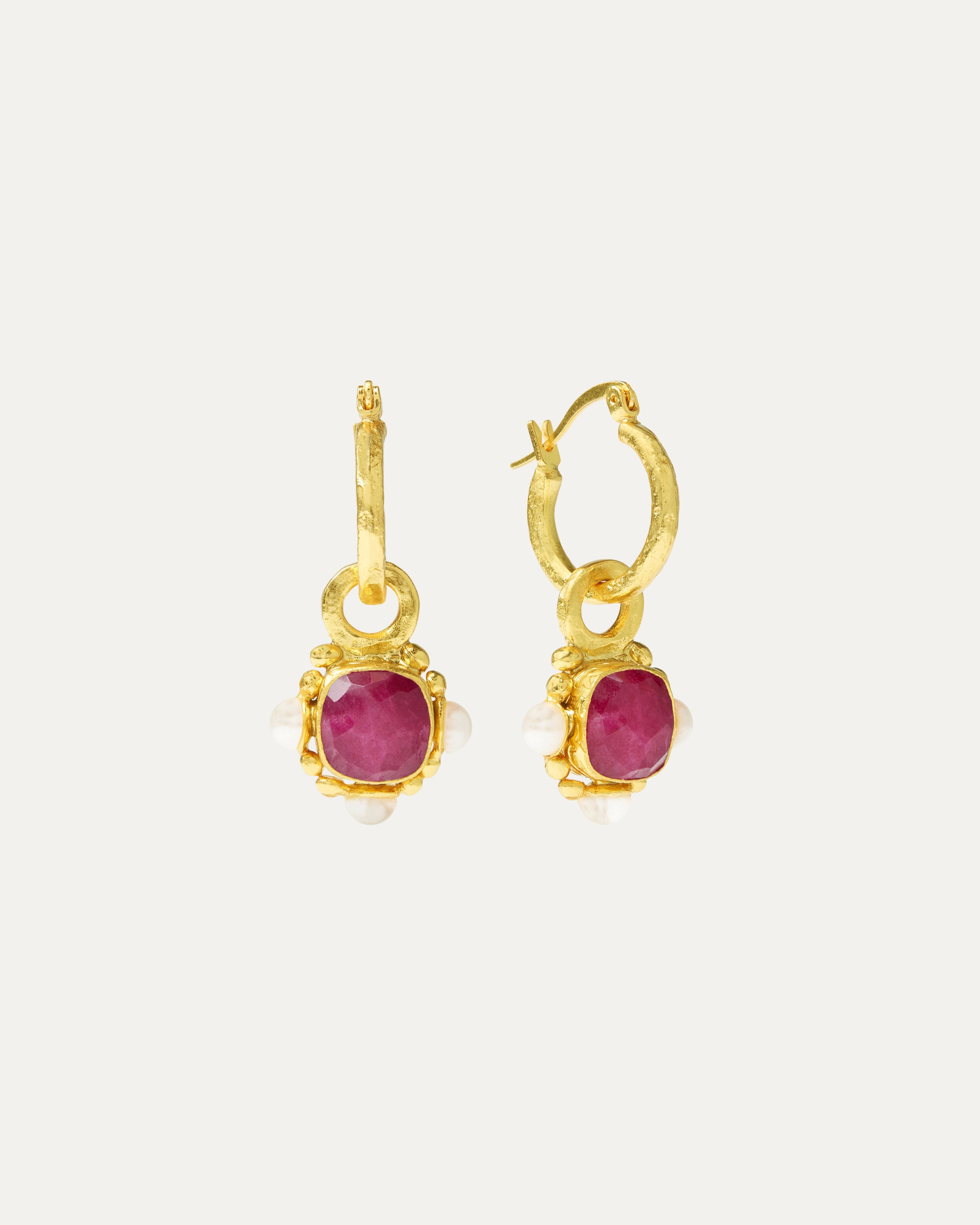 Esther Ruby and Pearl Drop Earrings | Sustainable Jewellery by Ottoman Hands