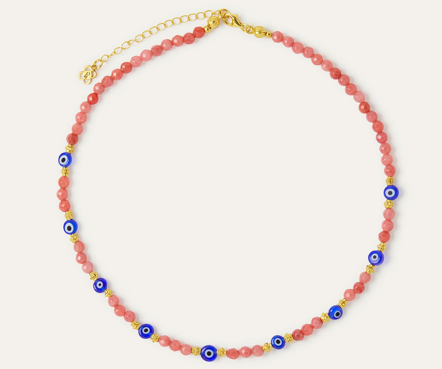 Clara Evil Eye and Pink Jade Beaded Necklace | Sustainable Jewellery by Ottoman Hands