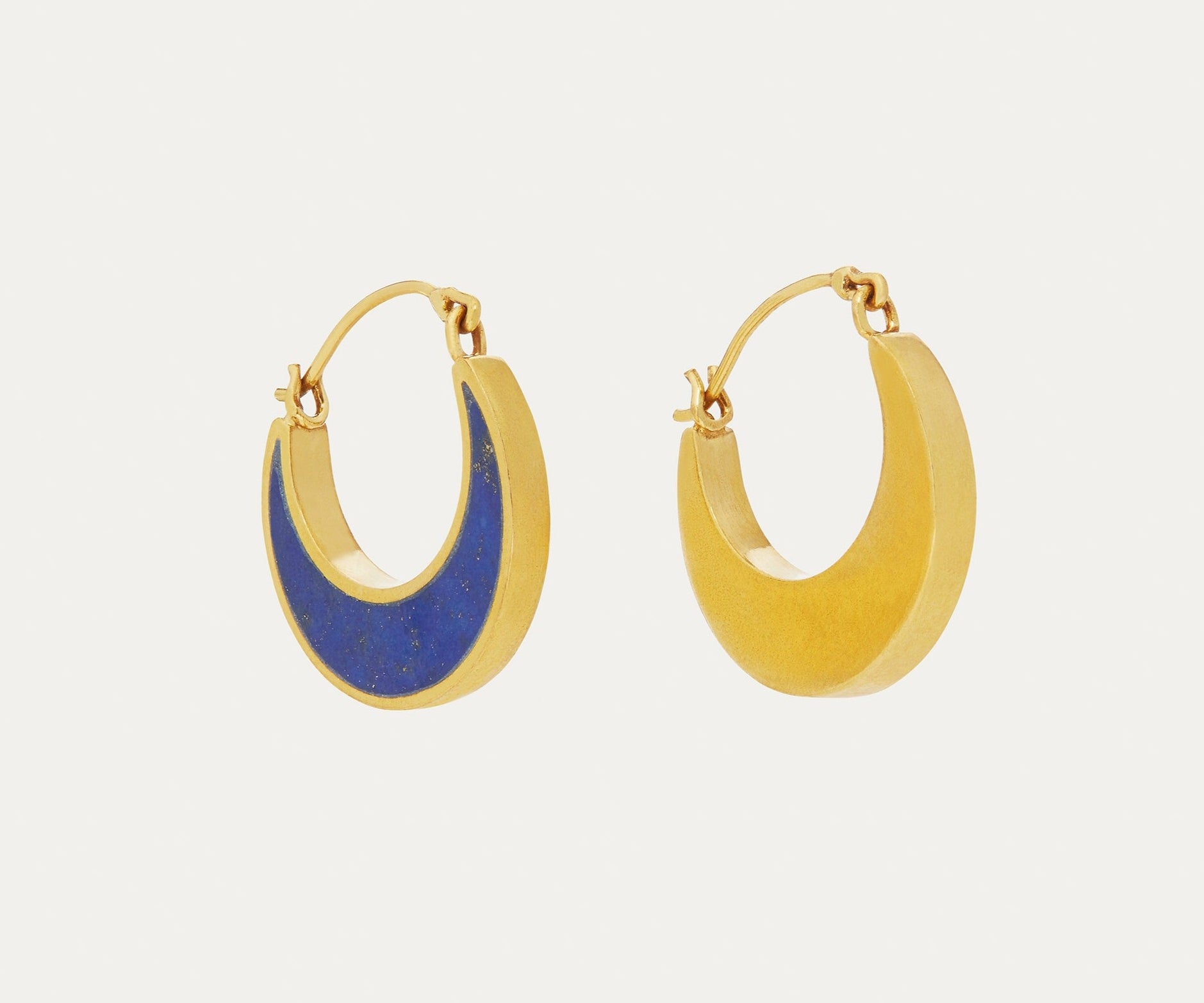 Farah Lapis Crescent Moon Hoop Earrings | Sustainable Jewellery by Ottoman Hands