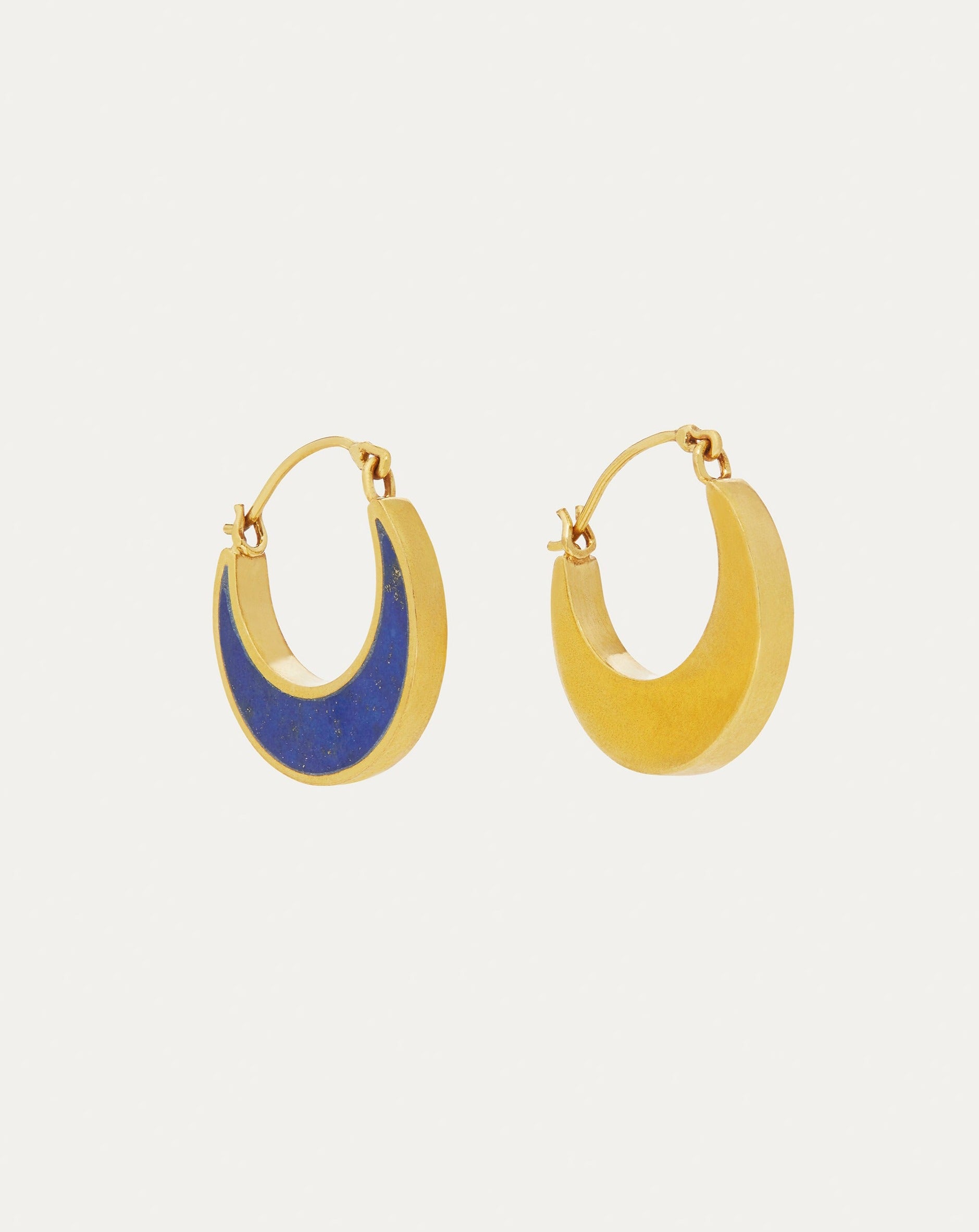 Farah Lapis Crescent Moon Hoop Earrings | Sustainable Jewellery by Ottoman Hands