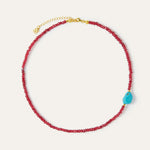 Felice Red Jade and Turquoise Beaded Necklace | Sustainable Jewellery by Ottoman Hands