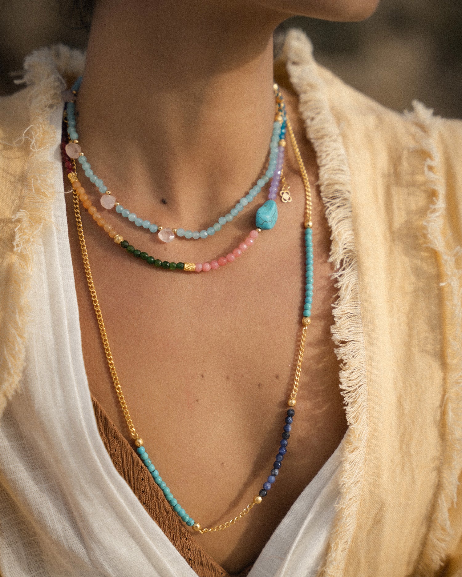 Felice Jade and Turquoise Beaded Necklace | Sustainable Jewellery by Ottoman Hands