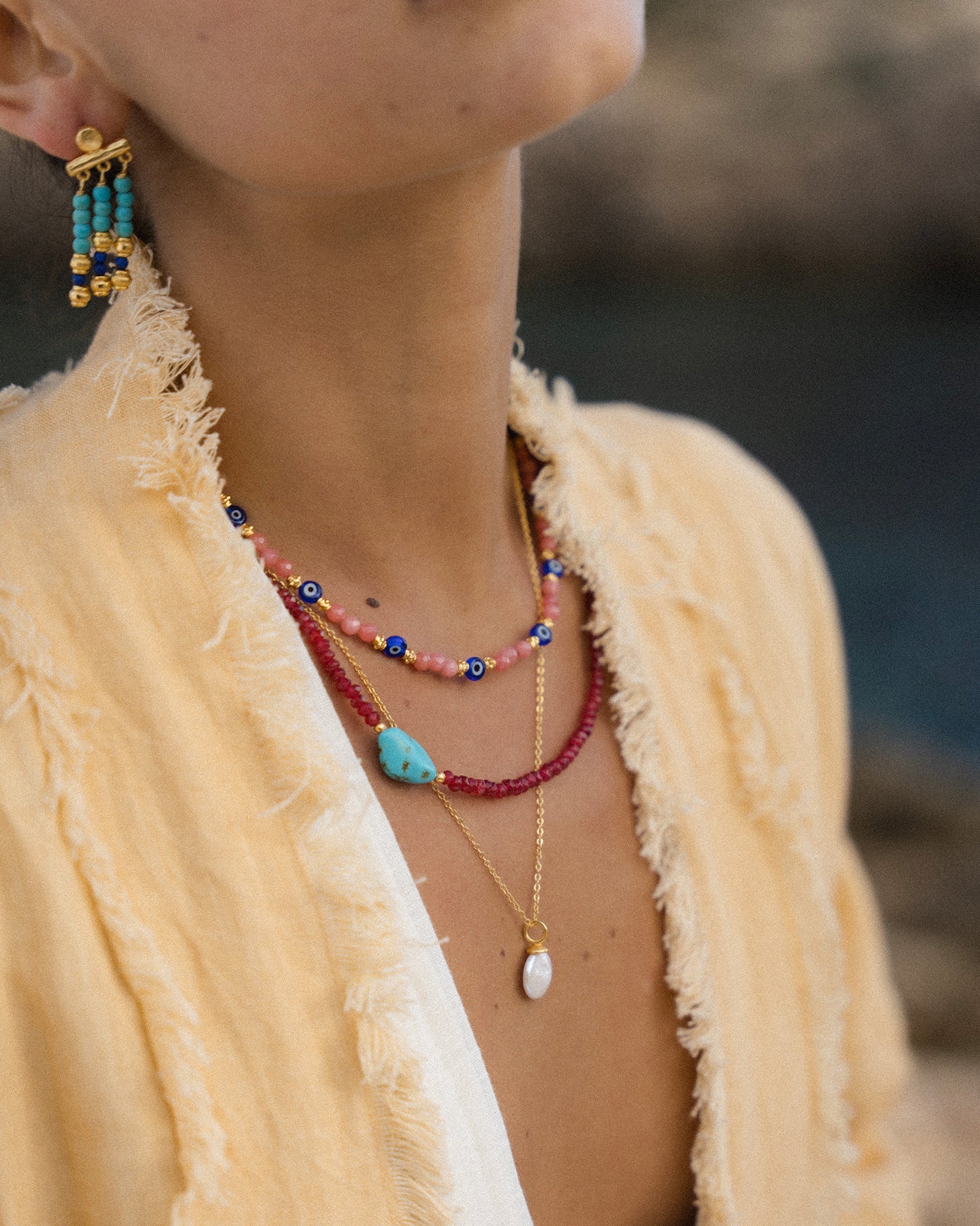 Felice Red Jade and Turquoise Beaded Necklace | Sustainable Jewellery by Ottoman Hands