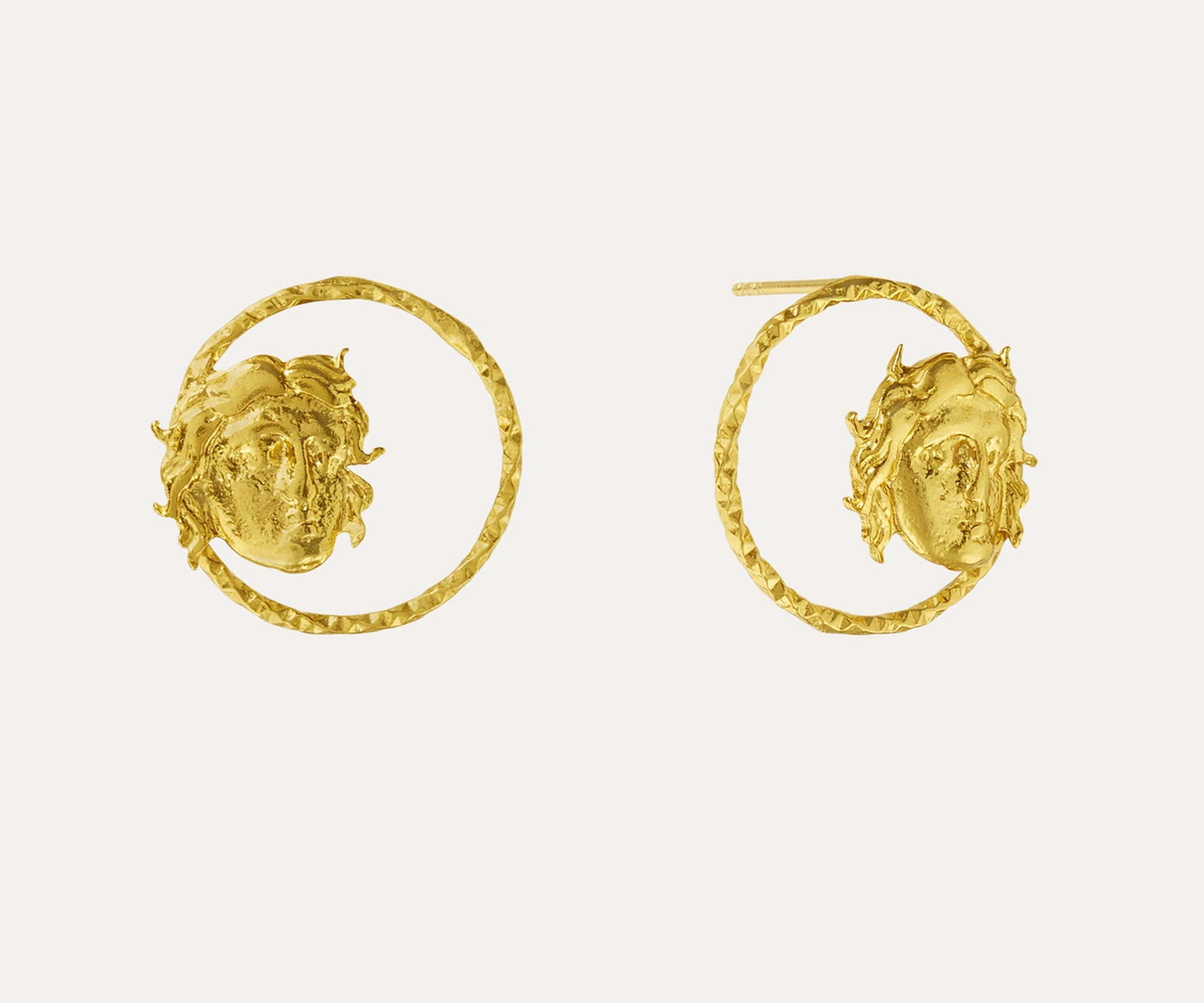 Gorgon Medusa Circle Stud Earrings | Sustainable Jewellery by Ottoman Hands