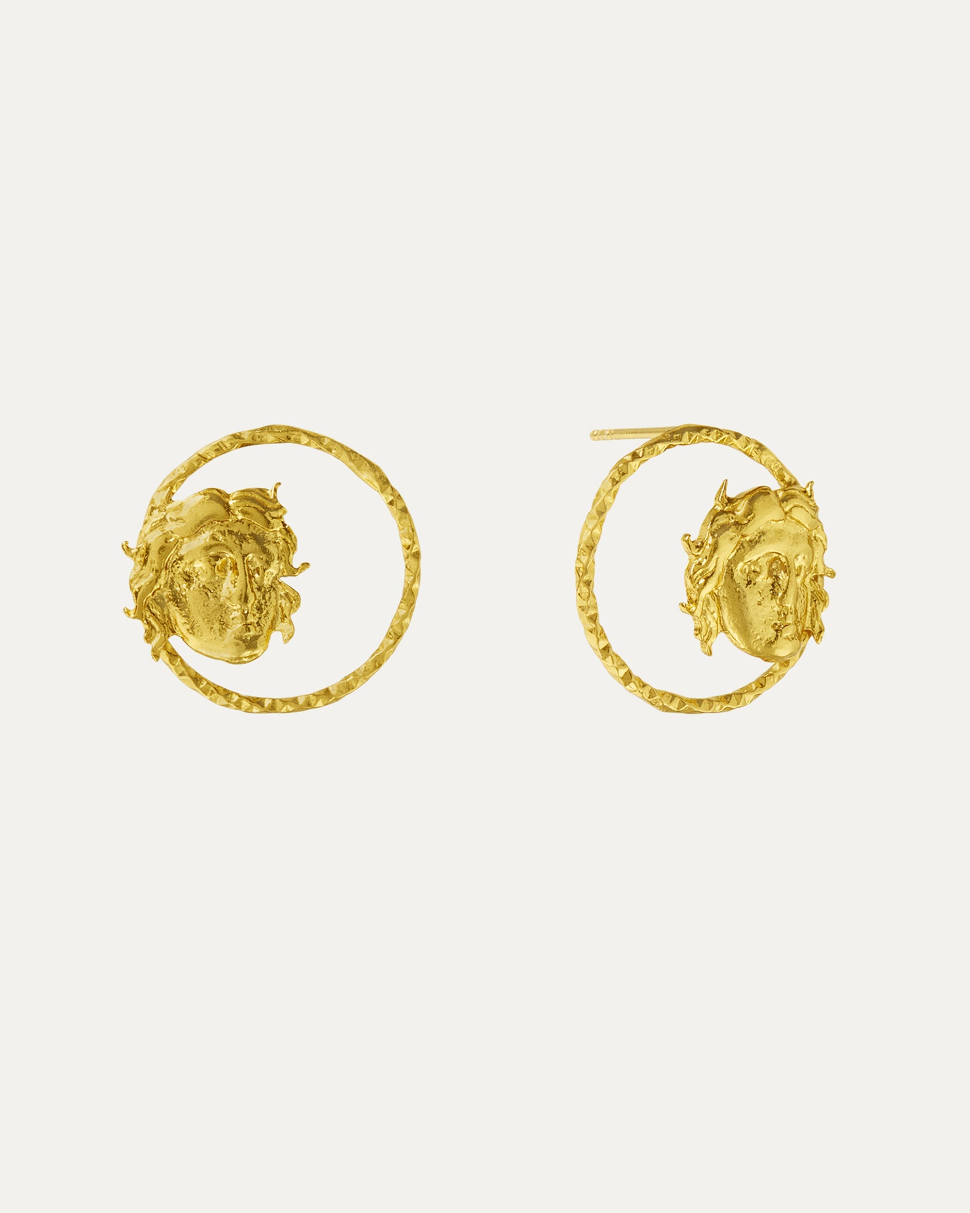 Gorgon Medusa Circle Stud Earrings | Sustainable Jewellery by Ottoman Hands