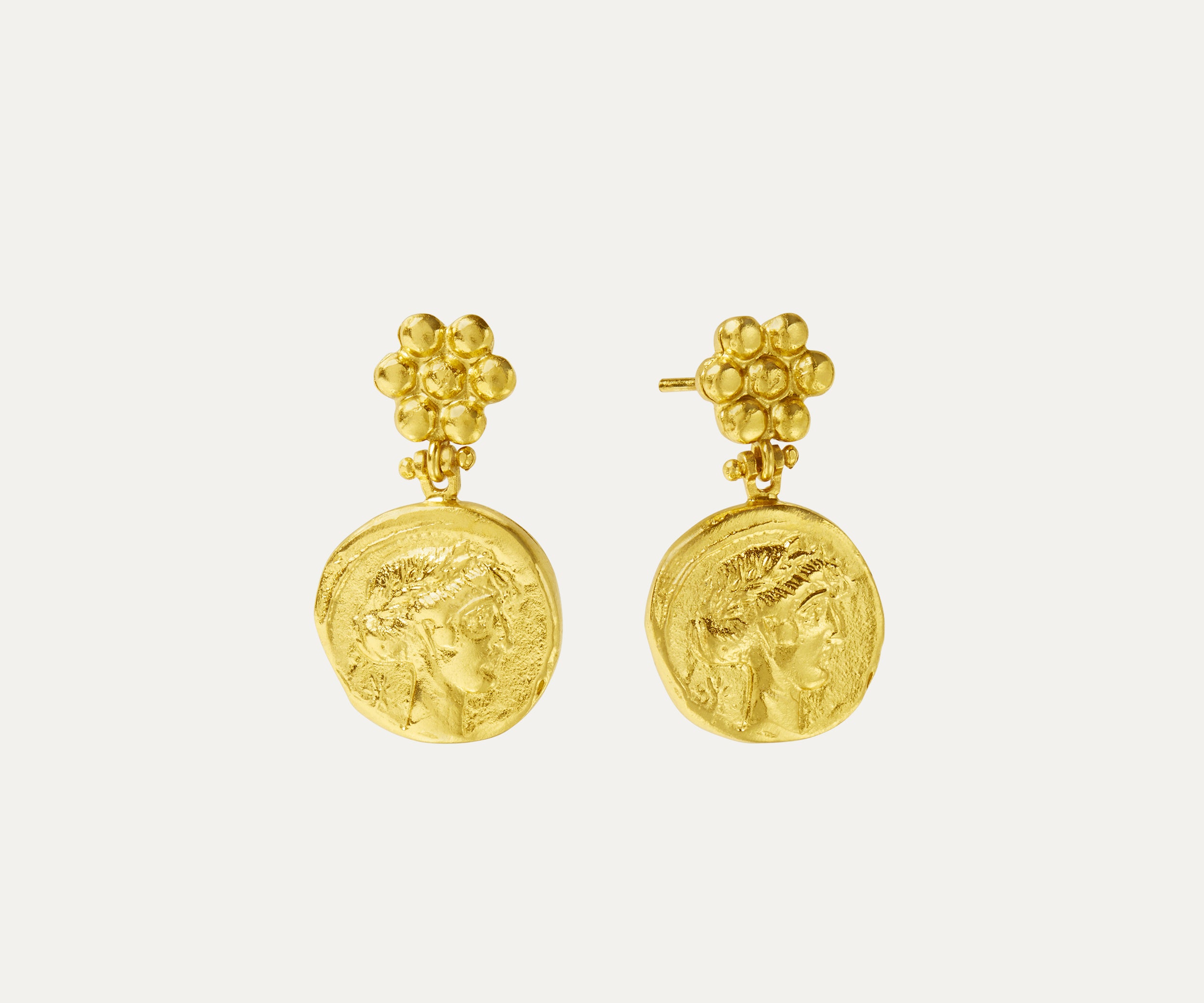 Goddess Demeter Coin Stud Earrings | Sustainable Jewellery by Ottoman Hands