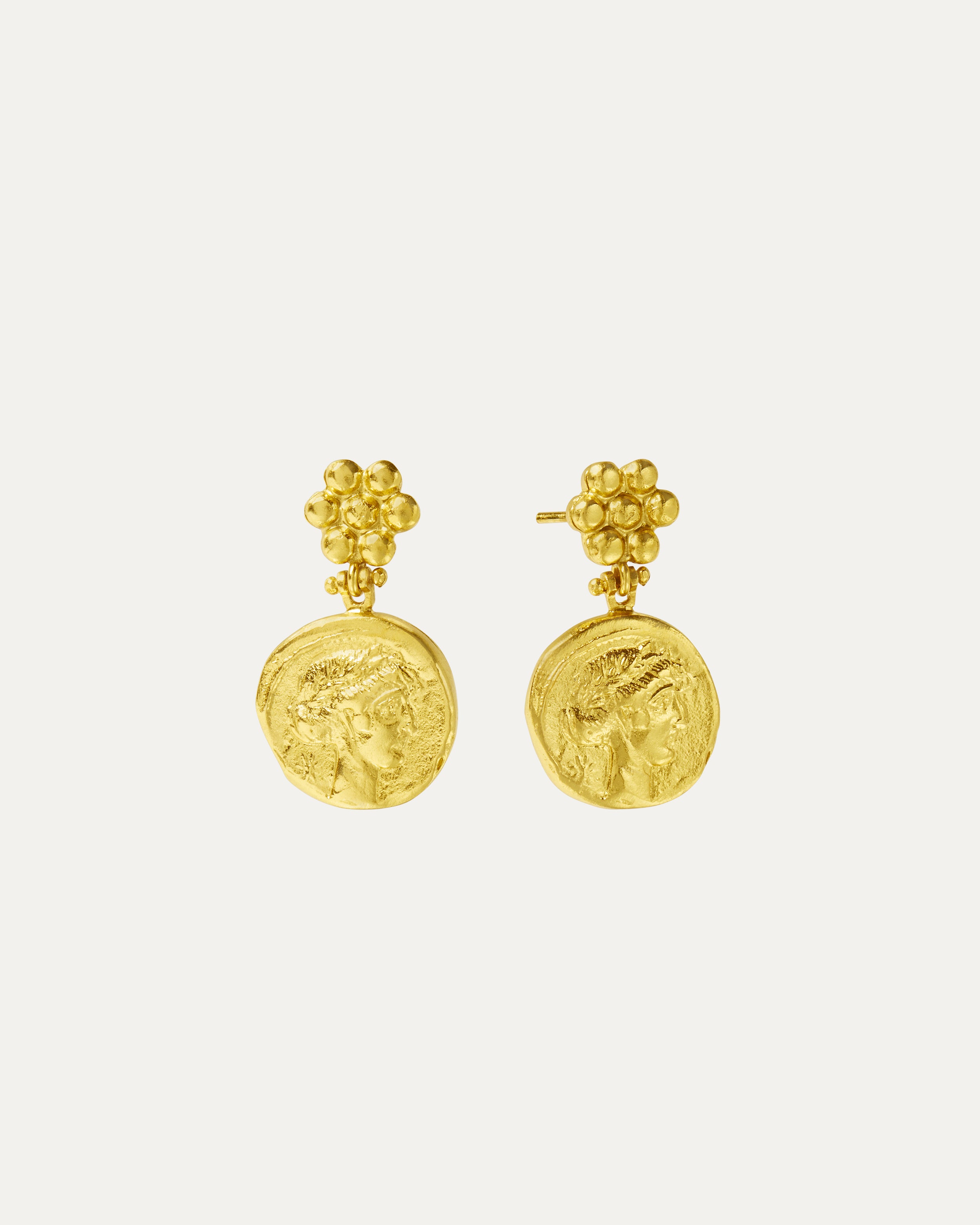 Goddess Demeter Coin Stud Earrings | Sustainable Jewellery by Ottoman Hands