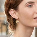 Golden Heart Hoop Earrings with Blue Crystal | Sustainable Jewellery by Ottoman Hands